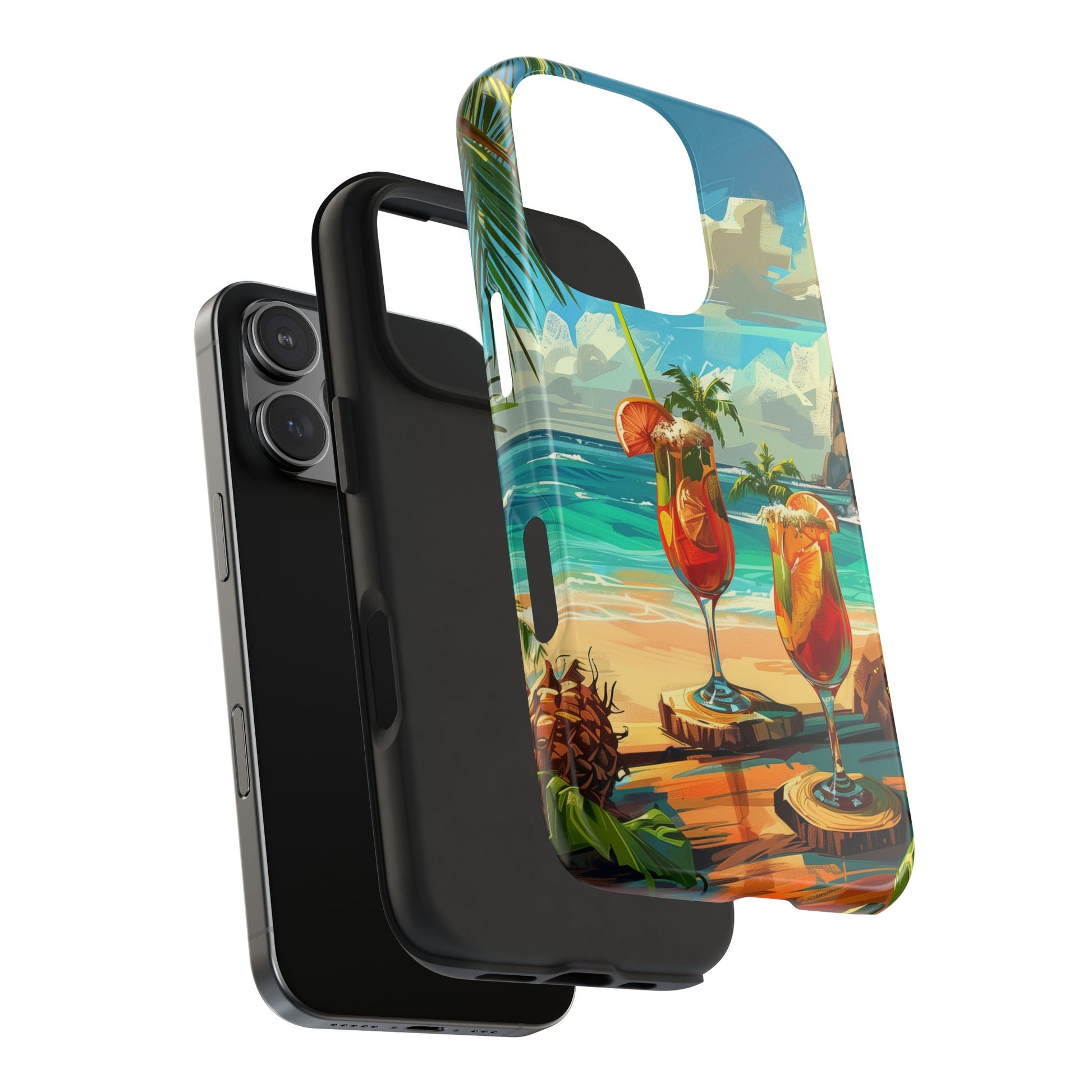 Retro Beach Scene Phone Case, Vintage Tropical Ocean iPhone Case, Summer Beach Phone Cover for iPhone, iphone 15 pro max