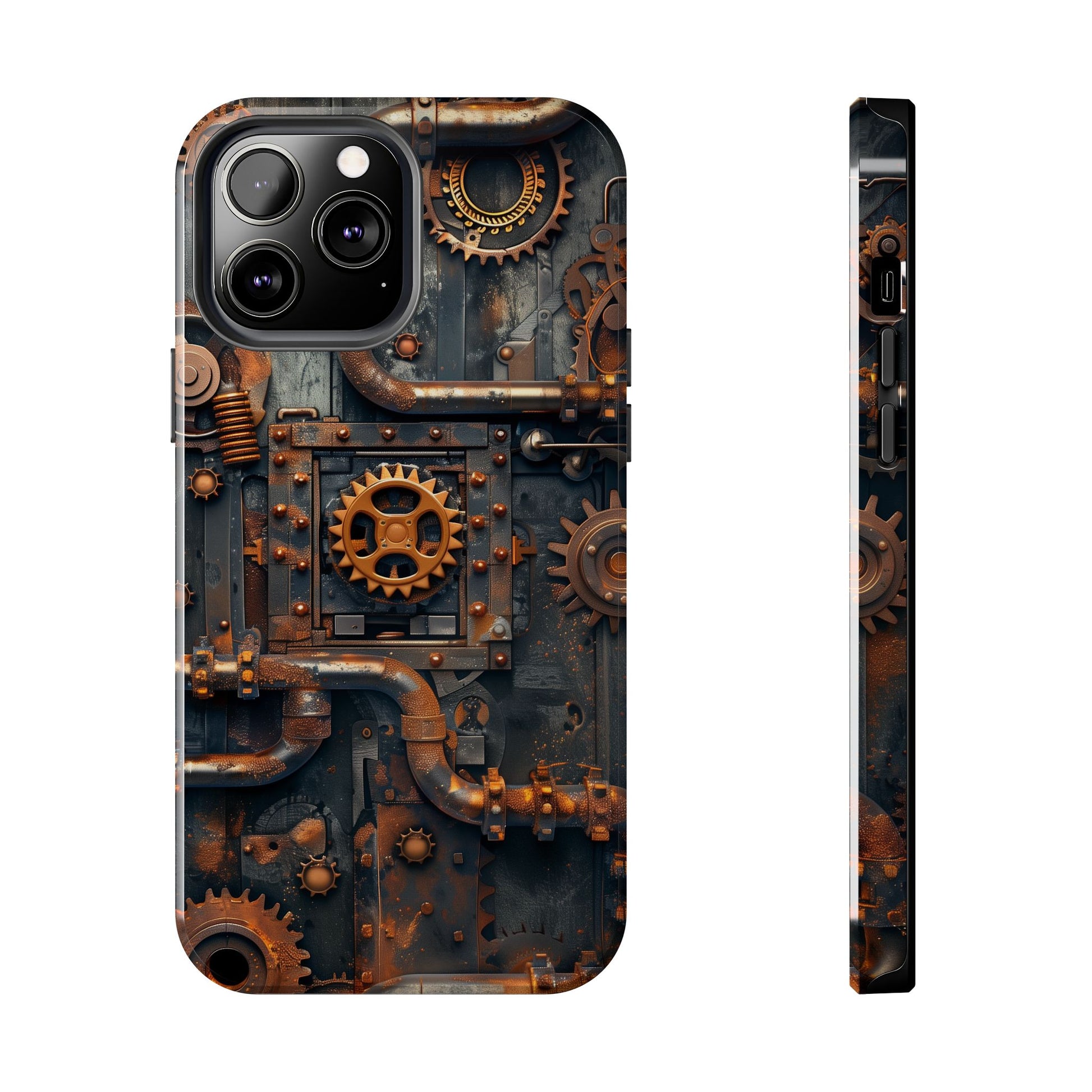 Steampunk Phone Case - Industrial Style Cover with Pipes and Cogs - Unique Steampunk Accessory for Your Phone