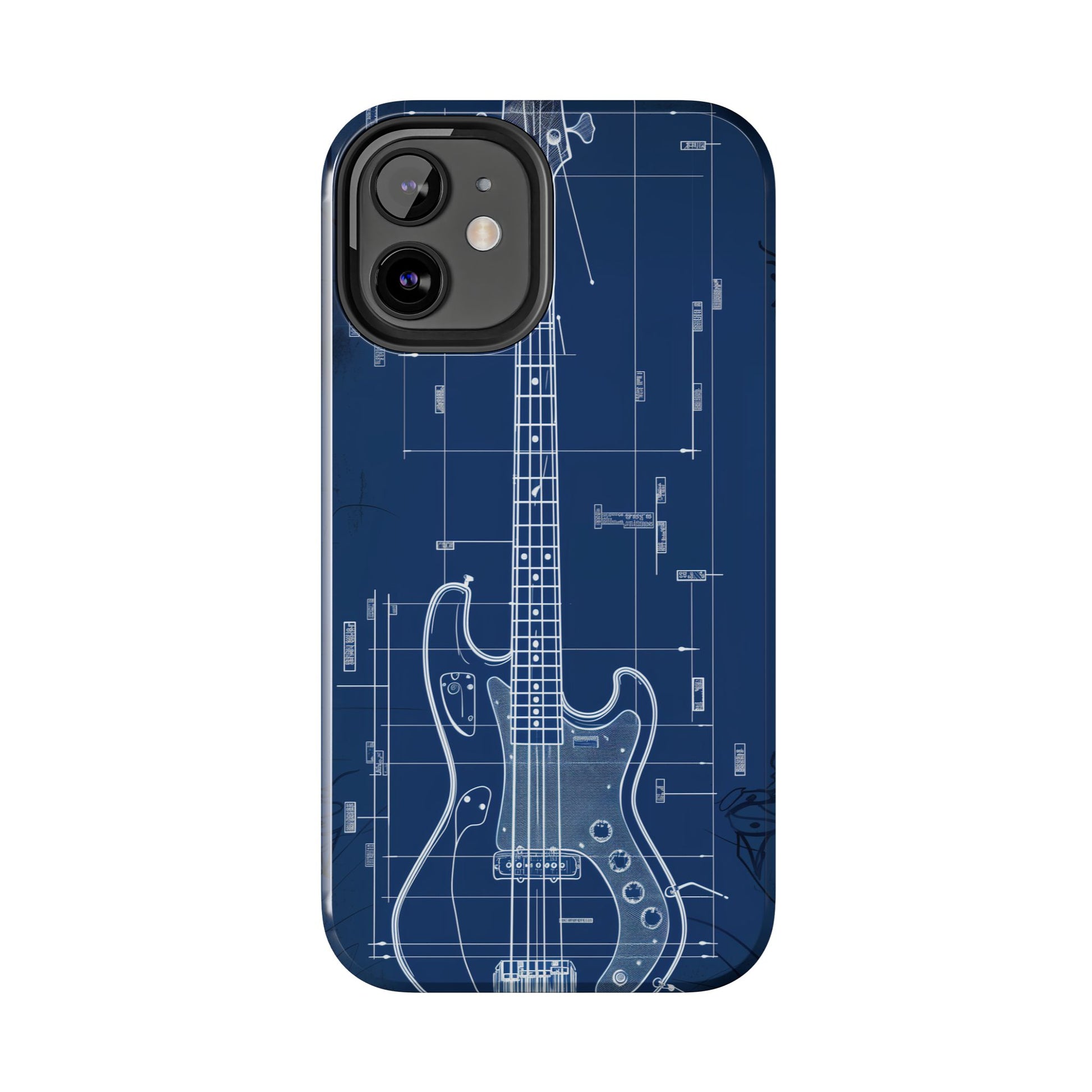 Guitar Phone Case Blueprint Schematic Vintage Custom Design Fender Gibson Rickenbacker Custom Rock Music Phone Accessories Musician Gift