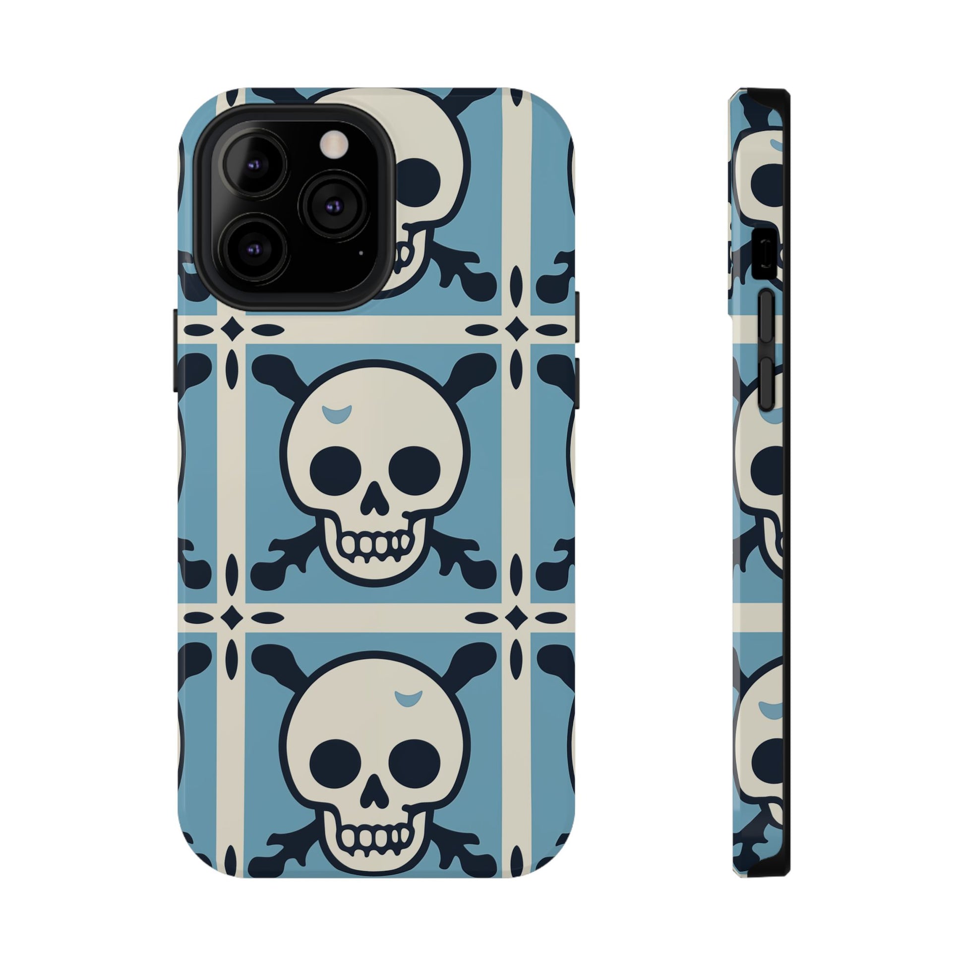 Cute Skull Phone Case Sugar Skull Ghingham Impact-Resistant Cover Goth Skull, Halloween Gift iphone 13 14 15 16 Pro Max