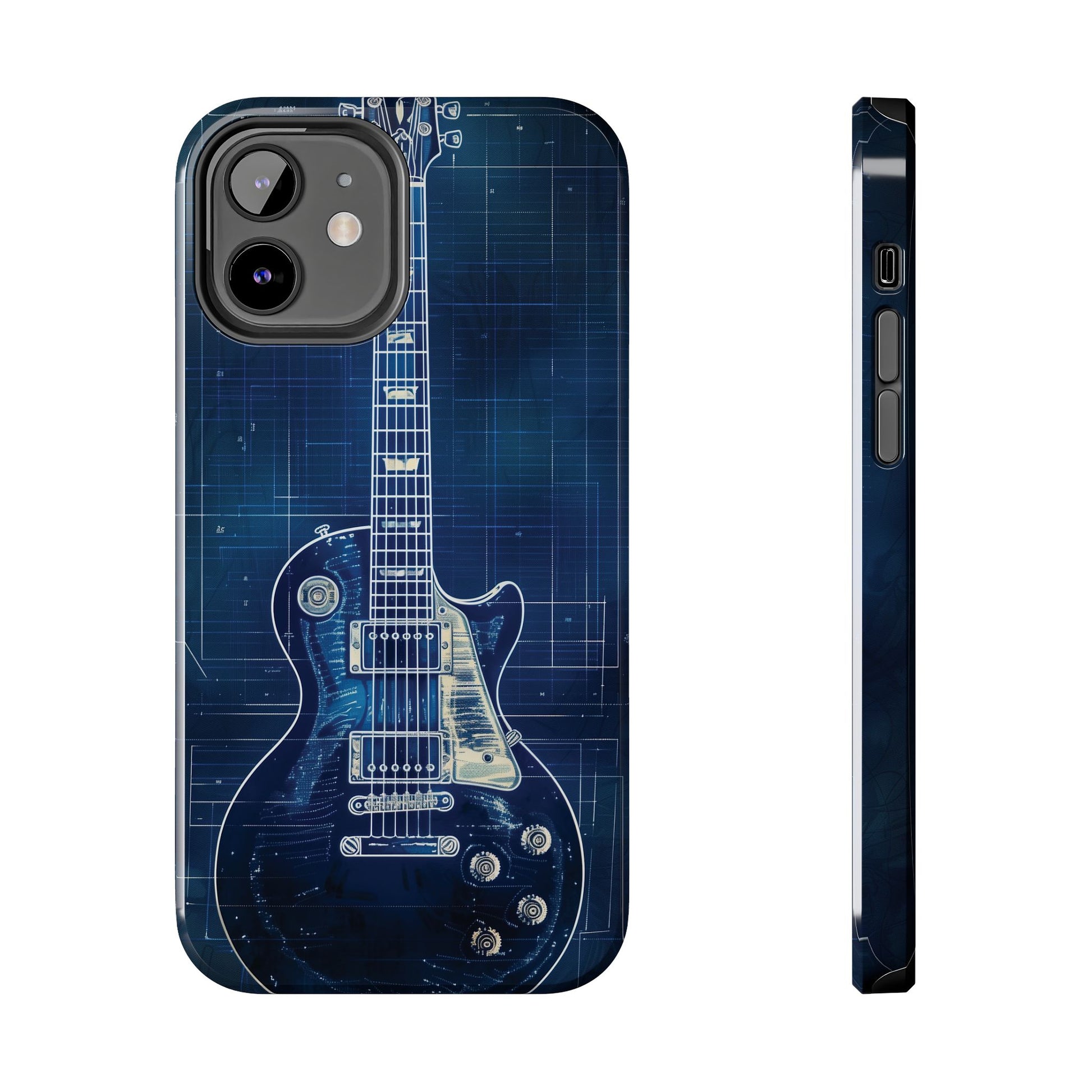 Guitar Phone Case, Guitar Blueprint iPhone Cover, Vintage Guitar Design, Custom iPhone Covers, Rock Music Phone Accessories, Musician Gift