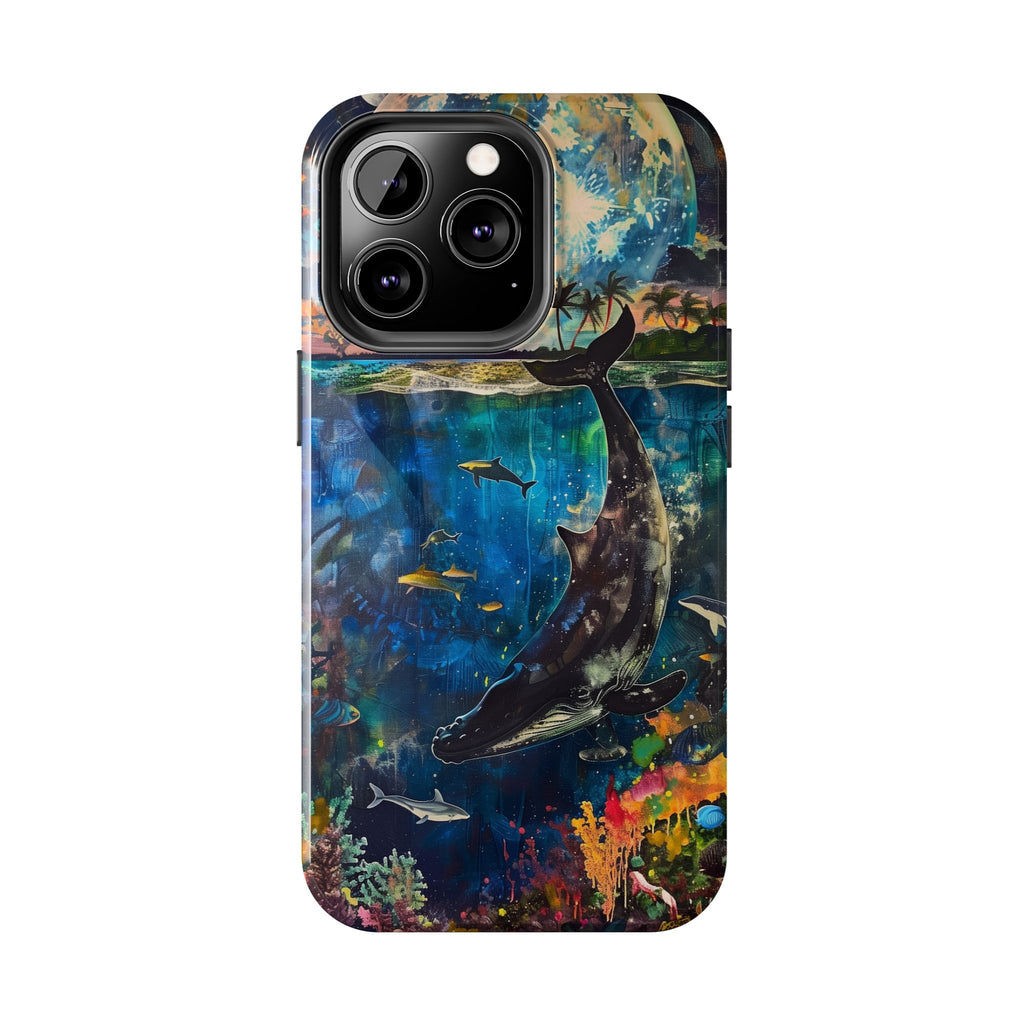 Abstract Moonlit Whale Underwater Phone Case - Durable and Stunning Protective Cover