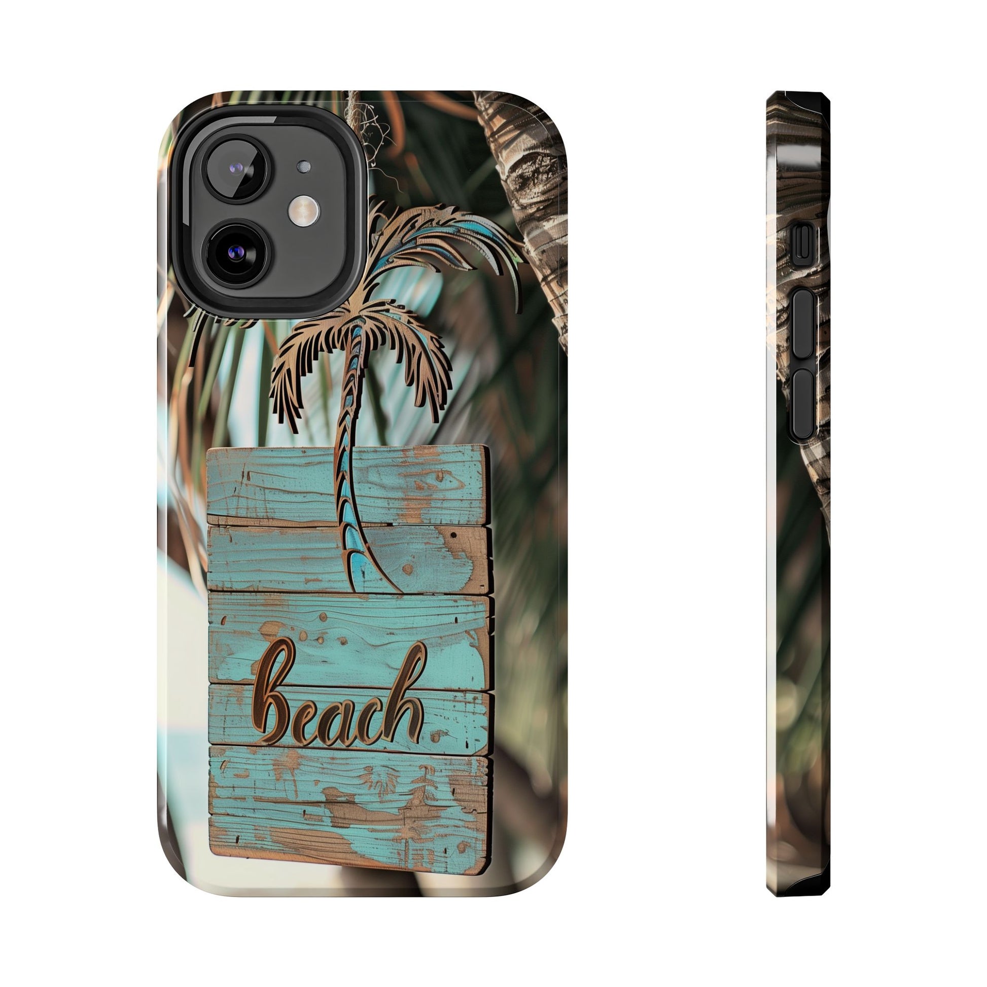 Durable Phone Case with Palm Tree Charm