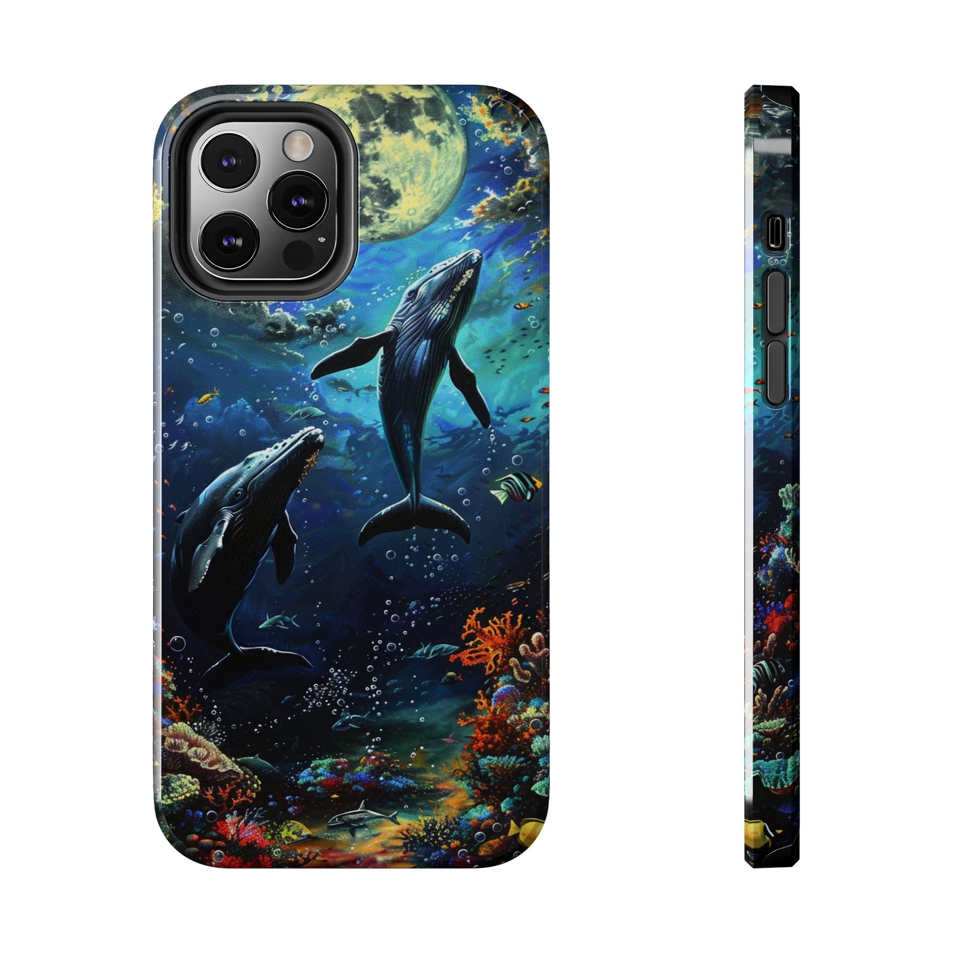 Moonlit Whales Underwater Phone Case - Durable and Stunning Protective Cover