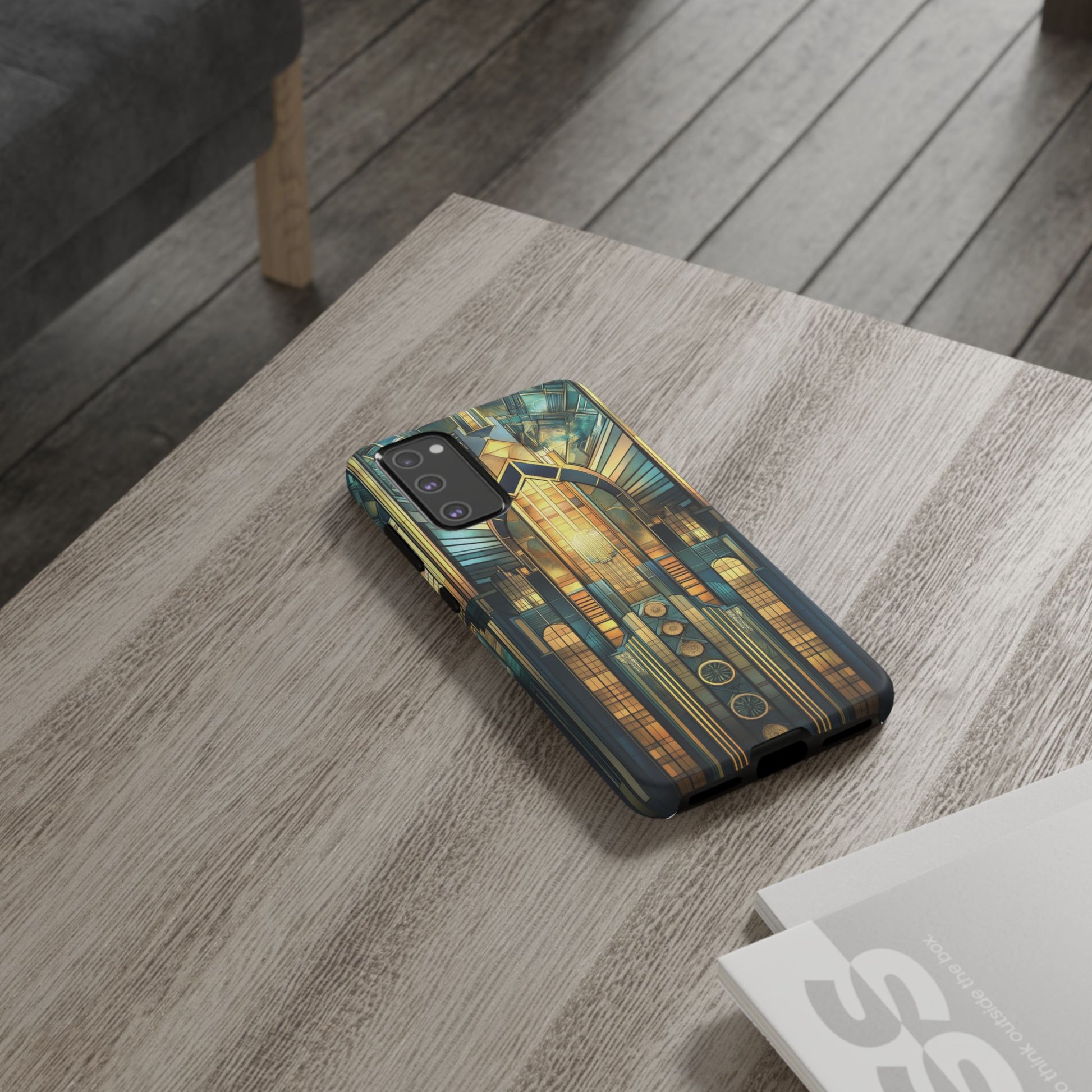 Phone Case Art Deco City Frank Lloyd Wright Teal Gold Protective Covers, Stylish Accessories, Great Gatsby Noir Nouveau iPhone 14 15 16 Pro