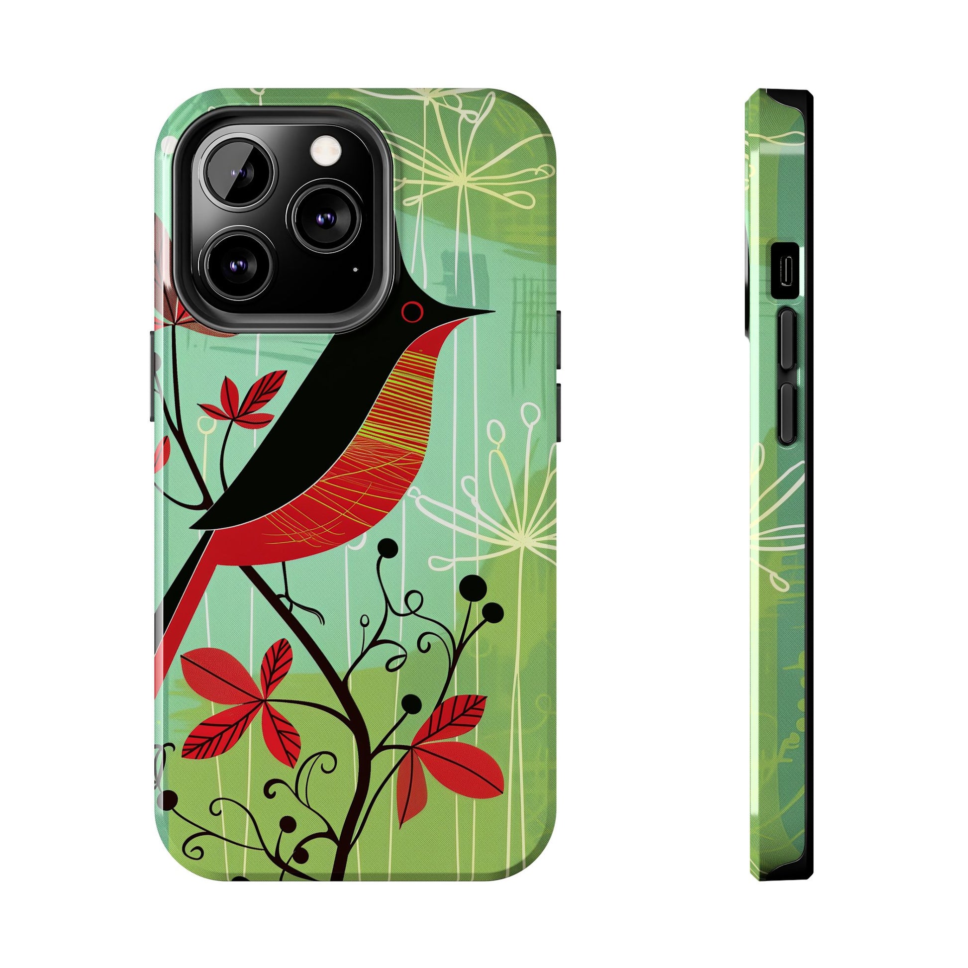 Mid Century Modern Animal Phone Case, Atomic Birds, Bird Iphone Case,Earth Tone Colors, Retro Style Smartphone Cover, iphone 14 Case, Apple