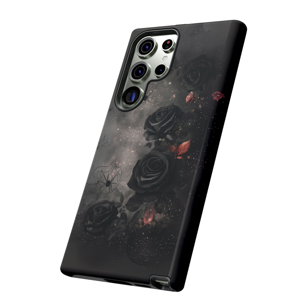 Gothic Floral Phone Case Dark Academia Black Roses Spider Webs Space Witchcraft Night Sky iPhone 13 14 15 16 Pro Max Galaxy Pixel