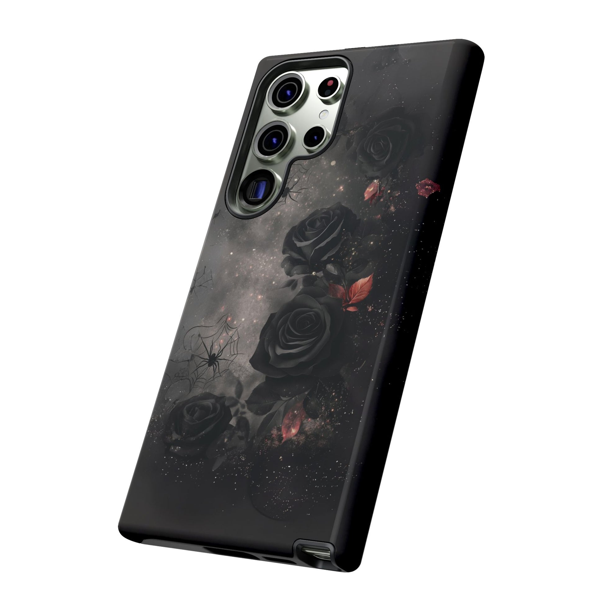 Gothic Floral Phone Case Dark Academia Black Roses Spider Webs Space Witchcraft Night Sky iPhone 13 14 15 16 Pro Max Galaxy Pixel