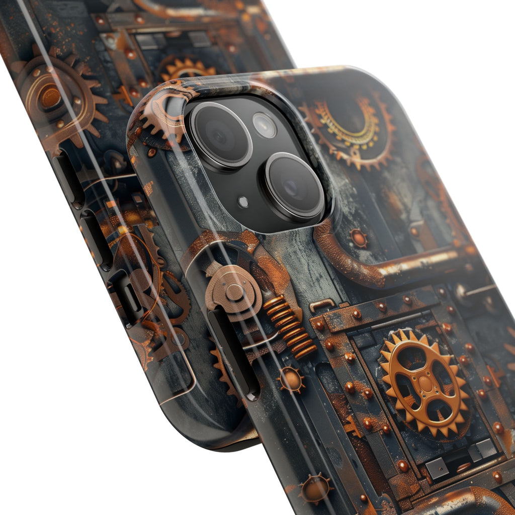 Steampunk Phone Case - Industrial Style Cover with Pipes and Cogs - Unique Steampunk Accessory for Your Phone