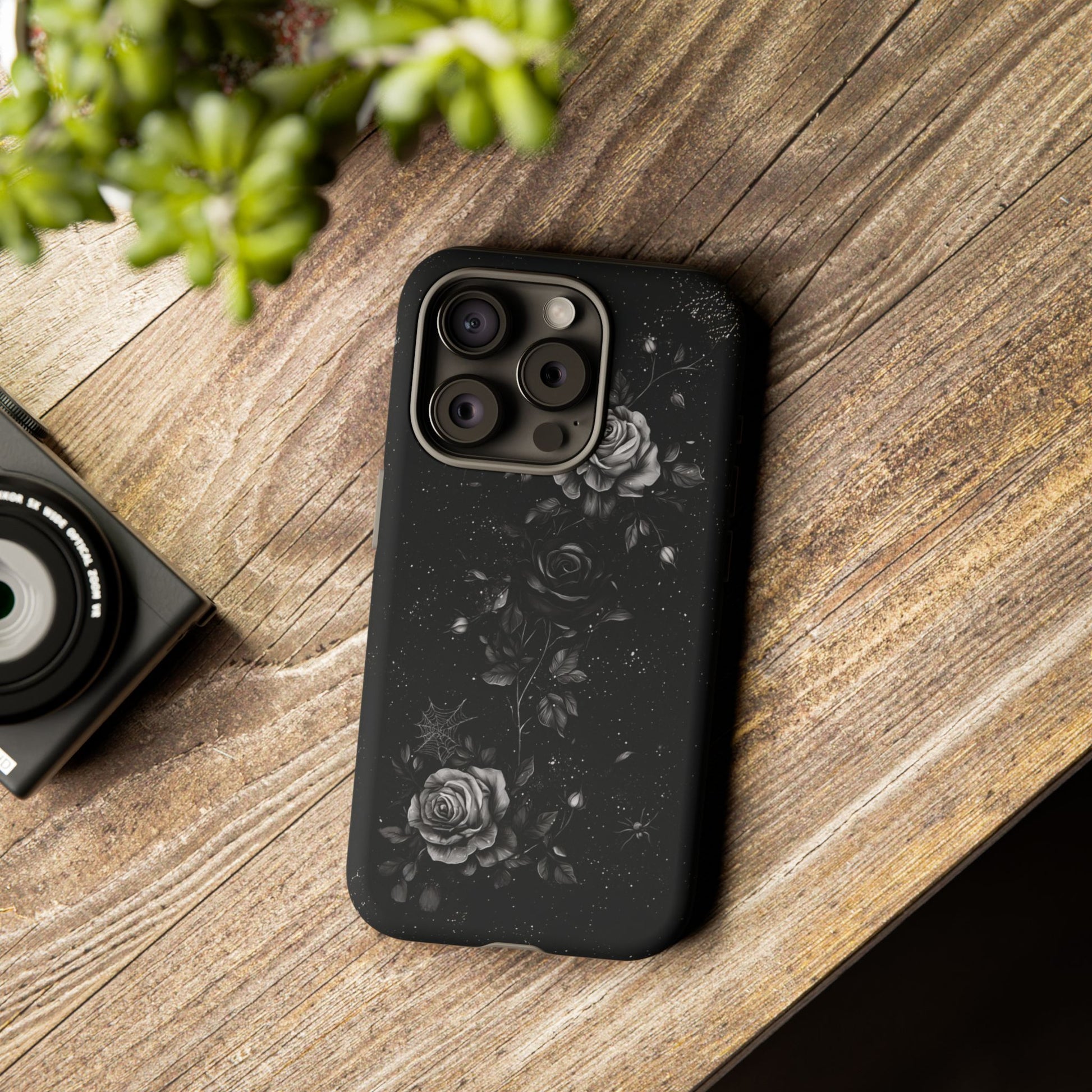 Gothic Floral Phone Case Dark Academia Black Roses Spider Webs Space Witchcraft Night Sky iPhone 13 14 15 16 Pro Max Galaxy Pixel