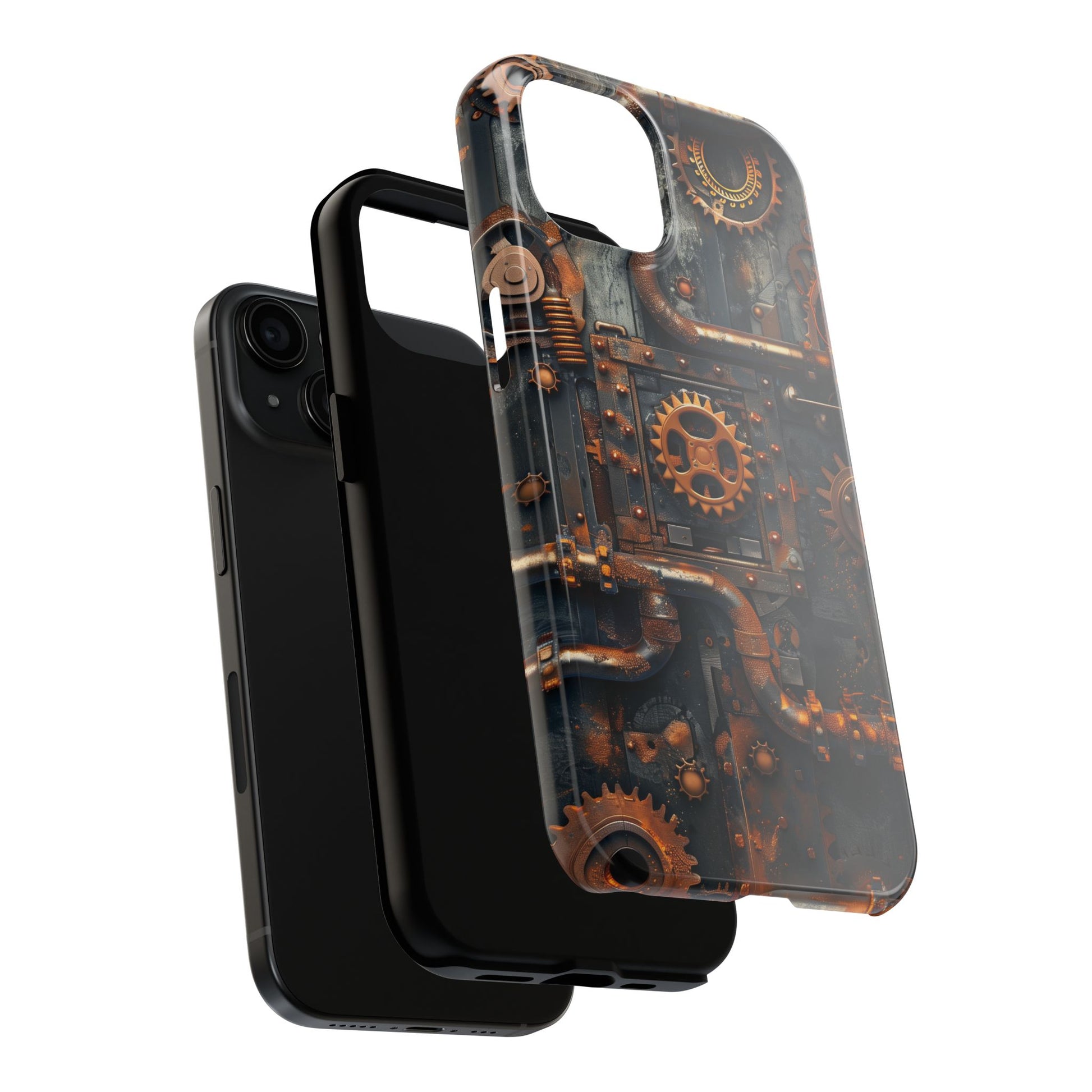 Steampunk Phone Case - Industrial Style Cover with Pipes and Cogs - Unique Steampunk Accessory for Your Phone