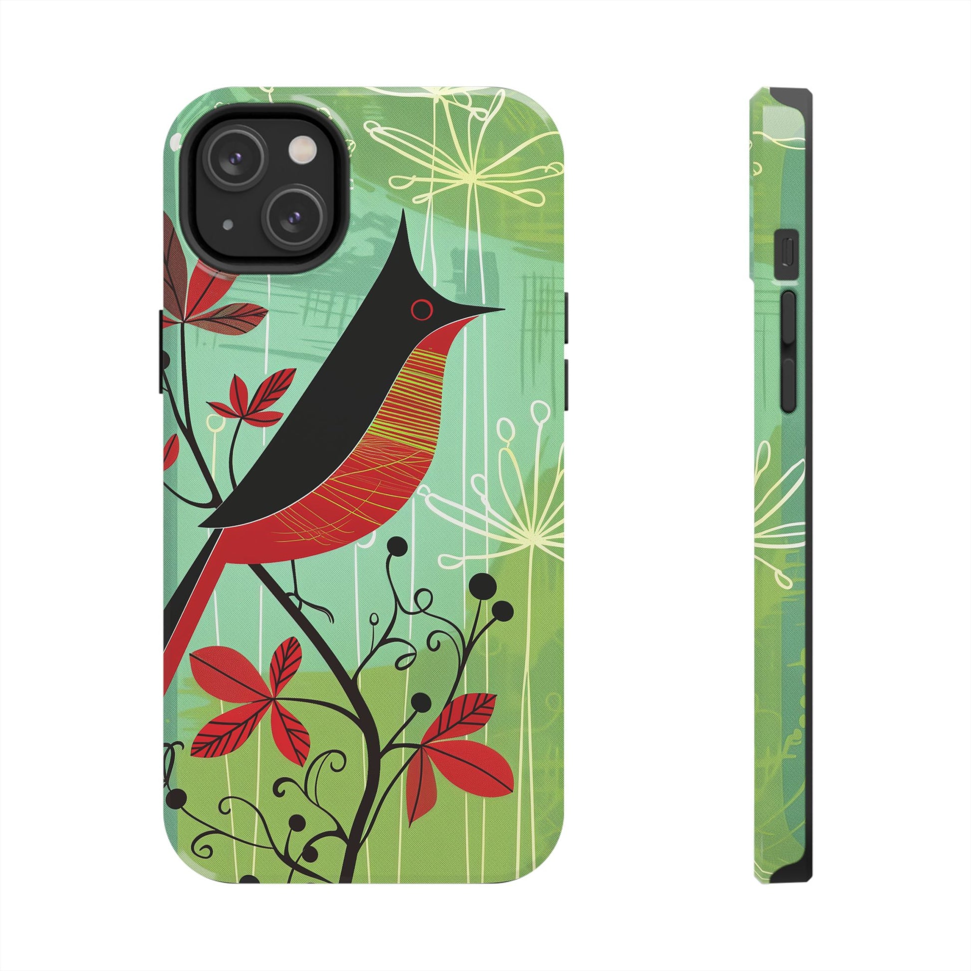 Mid Century Modern Animal Phone Case, Atomic Birds, Bird Iphone Case,Earth Tone Colors, Retro Style Smartphone Cover, iphone 14 Case, Apple