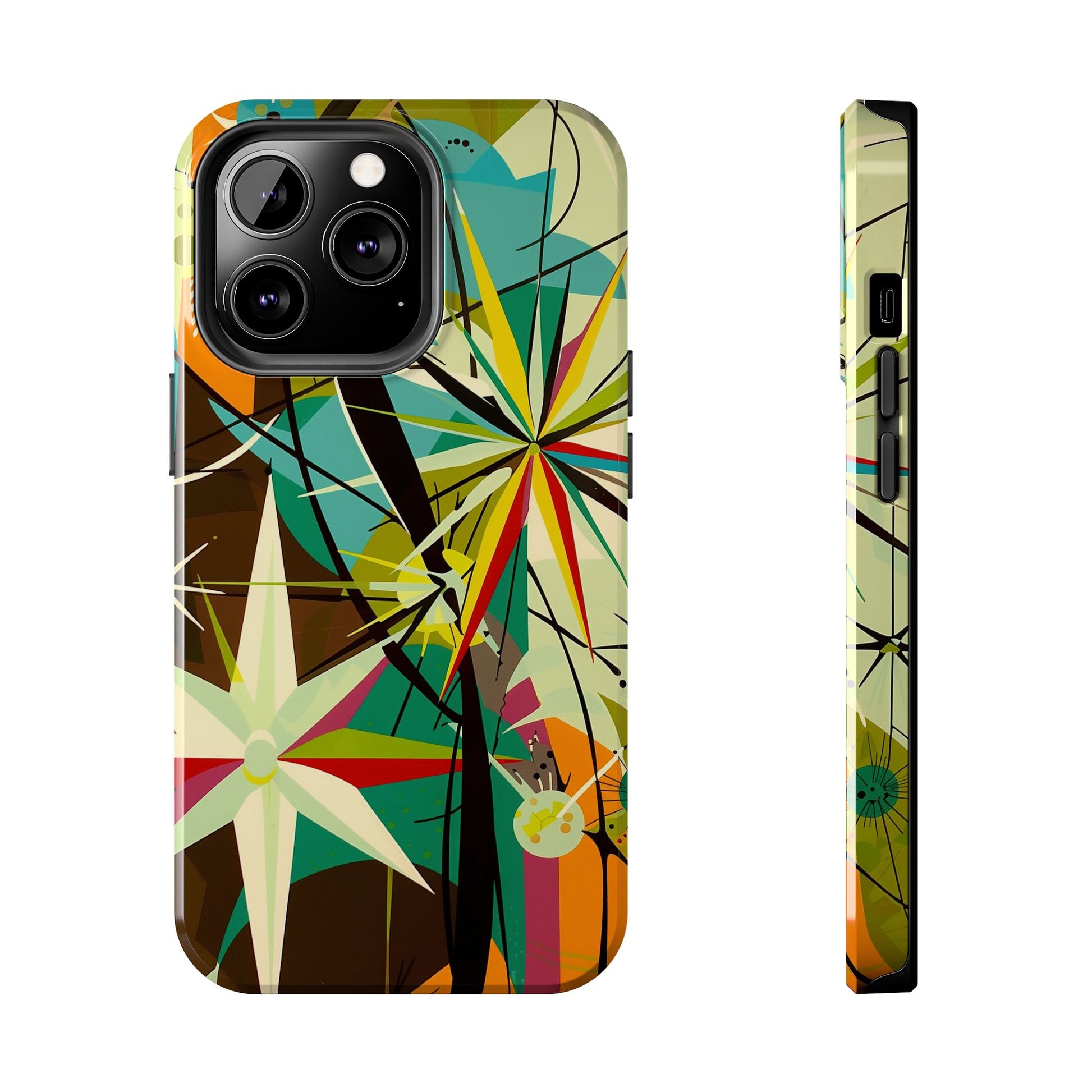 Mid Century Modern Star Design Phone Case, Earth Tone Colors, Retro Style Smartphone Cover, Vintage Phone Case, iPhone 14 Case, Apple iPhone