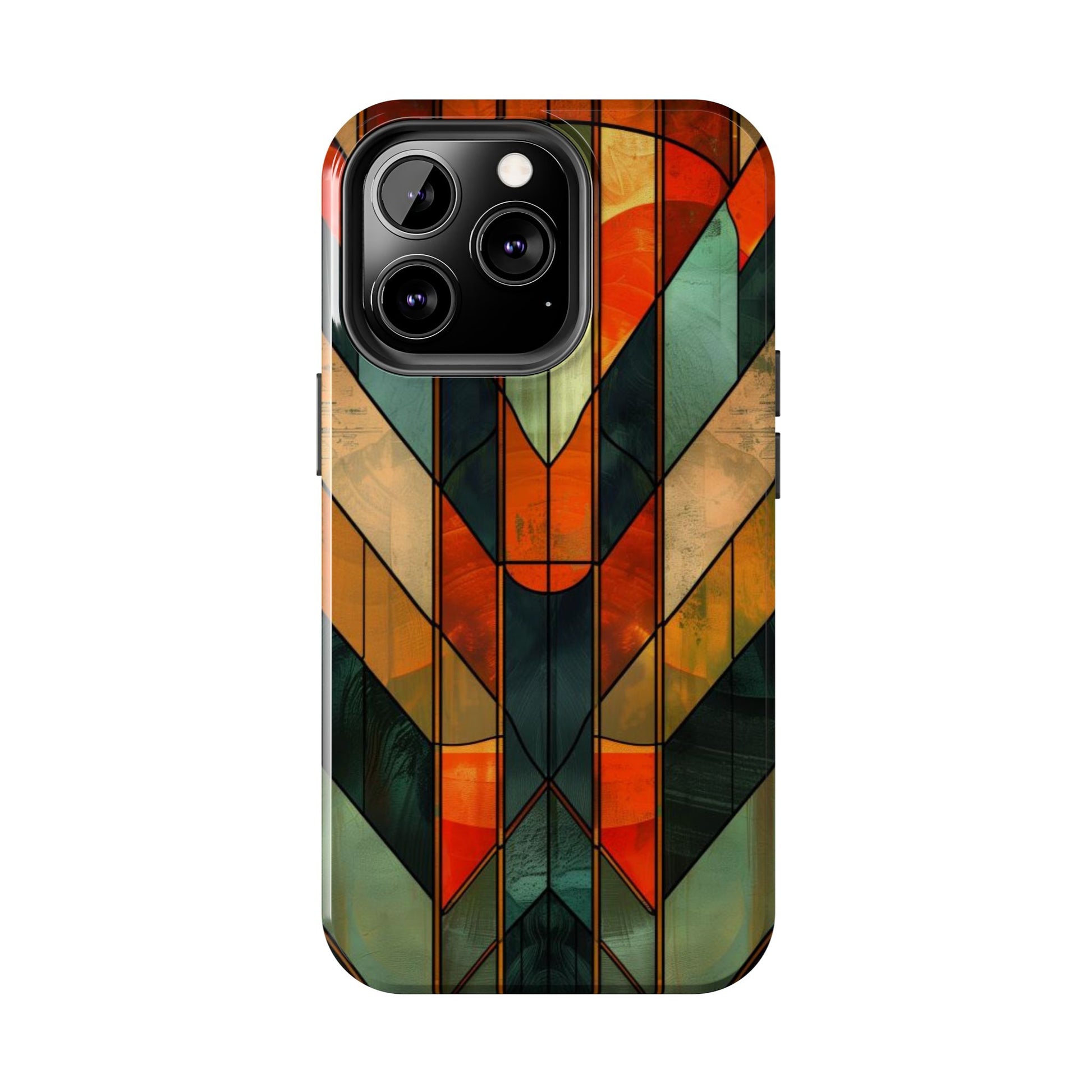 Noir Art Deco Colorful Stained Glass - Durable Dual Layer Iphone Case - Architect Phone Case