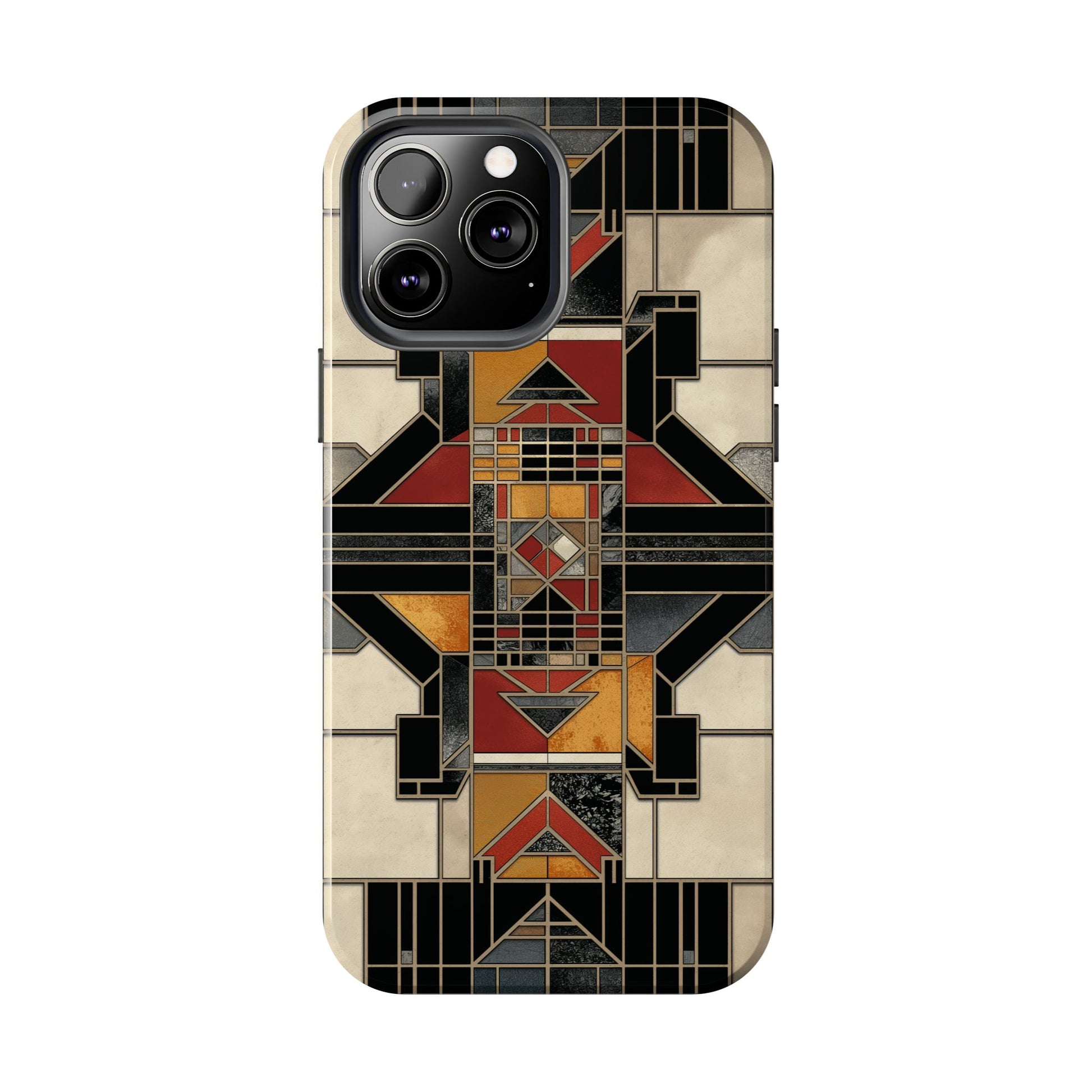 Frank Lloyd Wright Inspired Stained Glass Phone Case - Geometric Elegance for iPhone Models