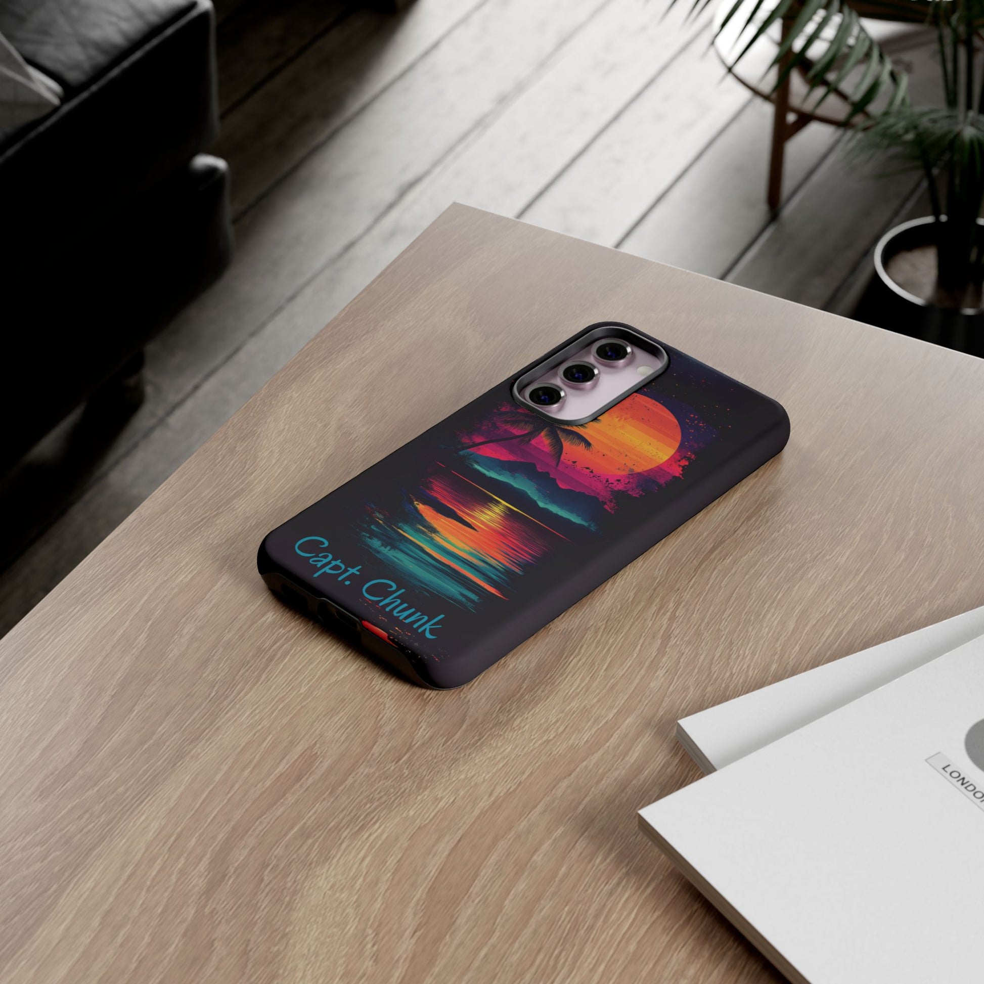 Custom Personalized Retro Palm Tree Sunset Phone Case iPhone 14 15 16 Pro Max Galaxy S24 Google Pixel Mountain Beach Fantasy Surfing Neon