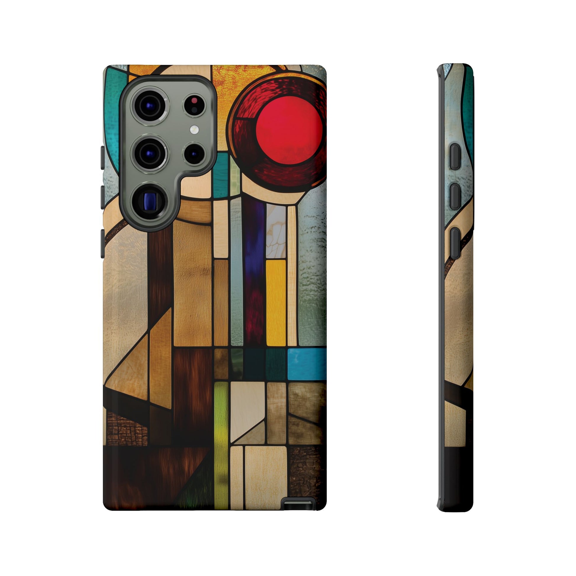 Stained Art Deco Glass Phone Case Frank Lloyd Wright Cottage Core Usonian Prairie Style Geometric Stylish  iPhone 14 15 16 Pro
