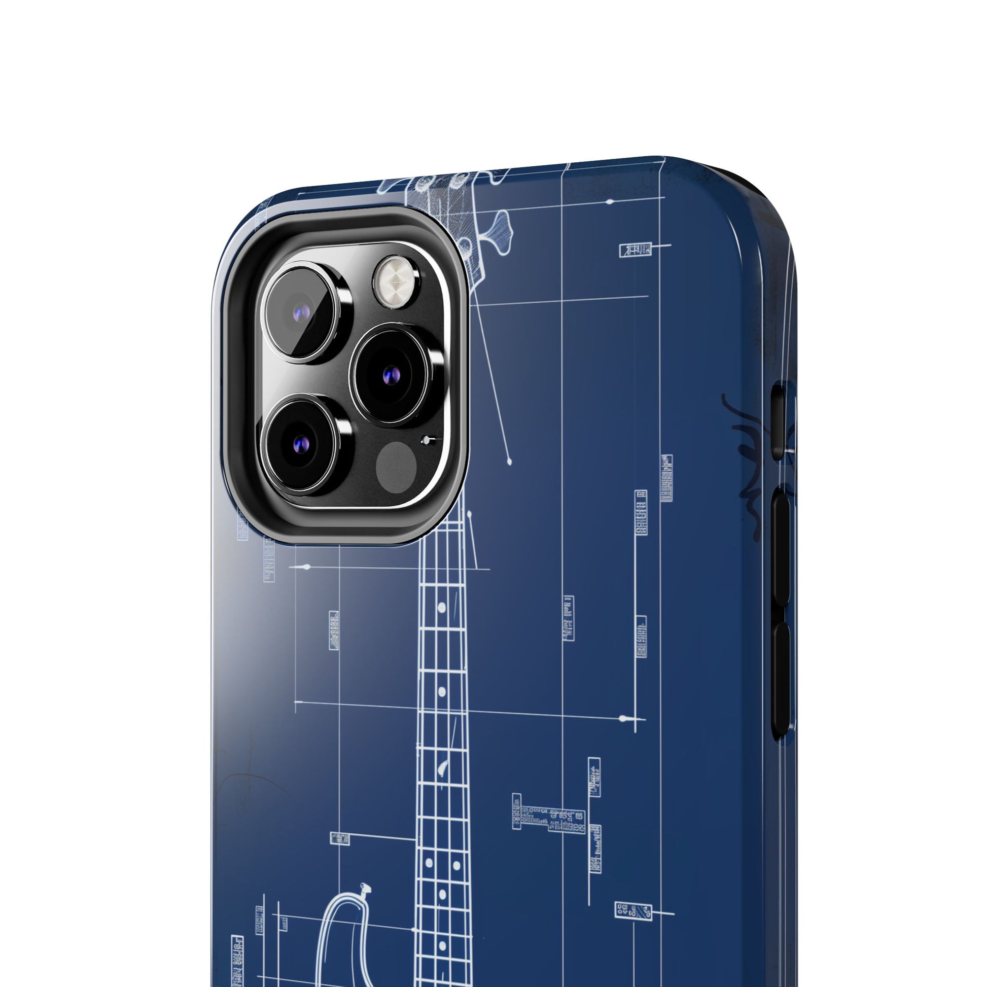 Guitar Phone Case Blueprint Schematic Vintage Custom Design Fender Gibson Rickenbacker Custom Rock Music Phone Accessories Musician Gift