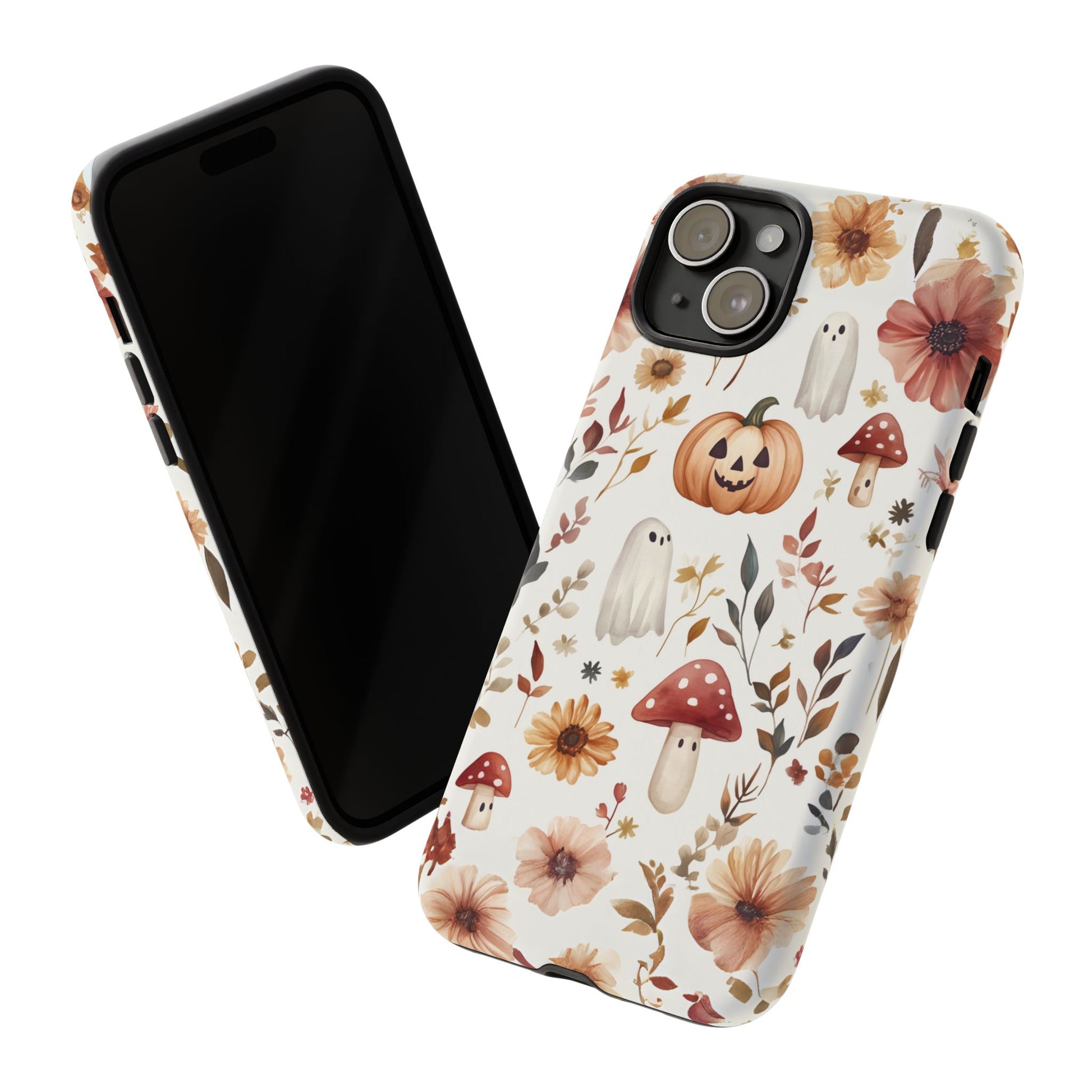Cottagecore Fall Floral Phone Case for iPhone Samsung Pixel Autumn Pumpkin Tough Case iPhone 16 15 14 13 Pro Max