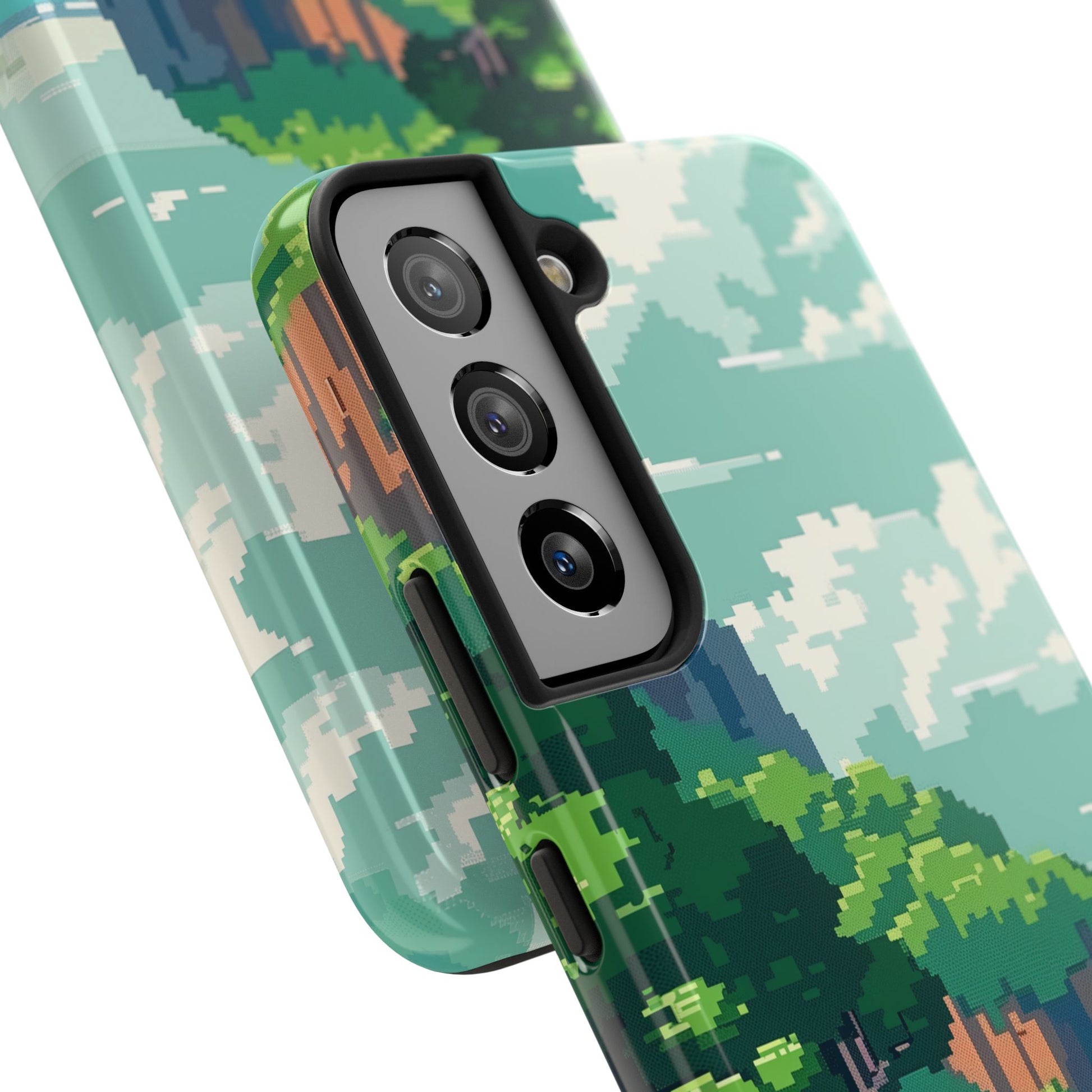 Pixel Art Video Game Landscapes Phone Case, Retro Gaming Pixelated Design, Geeky Gamer Phone Cover, Unique Video Game Art Accessories