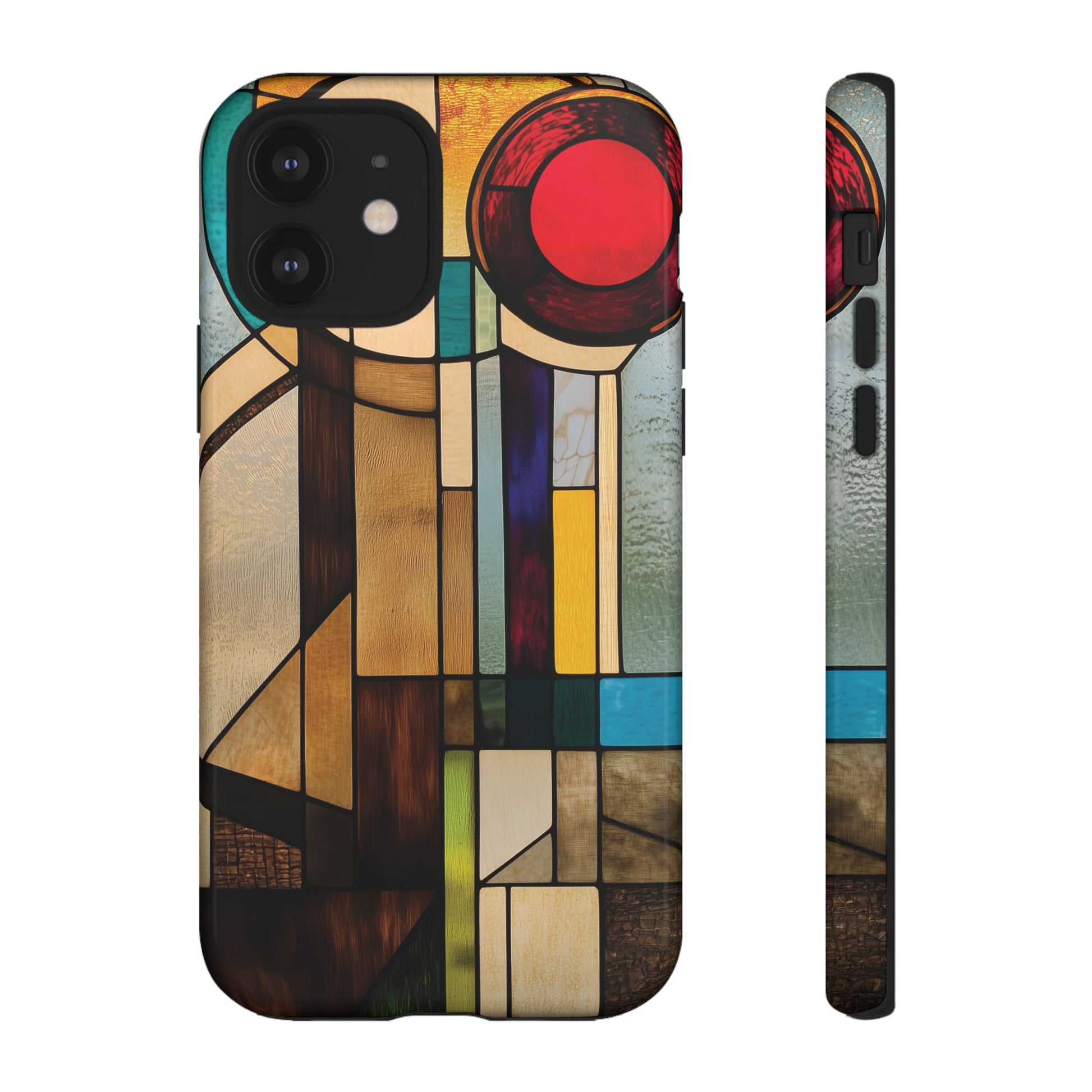 Stained Art Deco Glass Phone Case Frank Lloyd Wright Cottage Core Usonian Prairie Style Geometric Stylish  iPhone 14 15 16 Pro