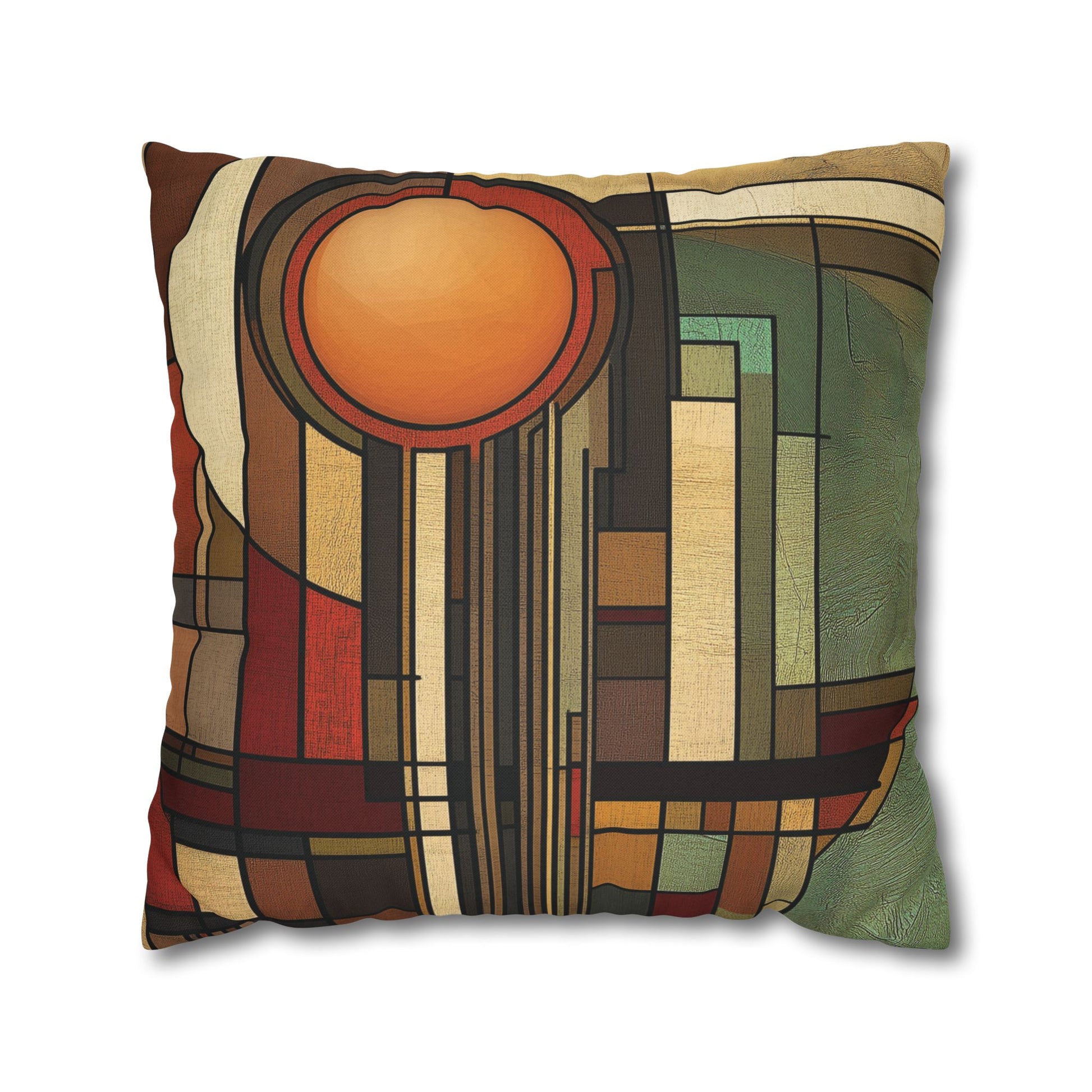 Art Deco Pillowcase, Frank Lloyd Wright Prairie Style, Usonian Nature Designer Mission Style, Perfect Gift for Home - Square Pillow, Home