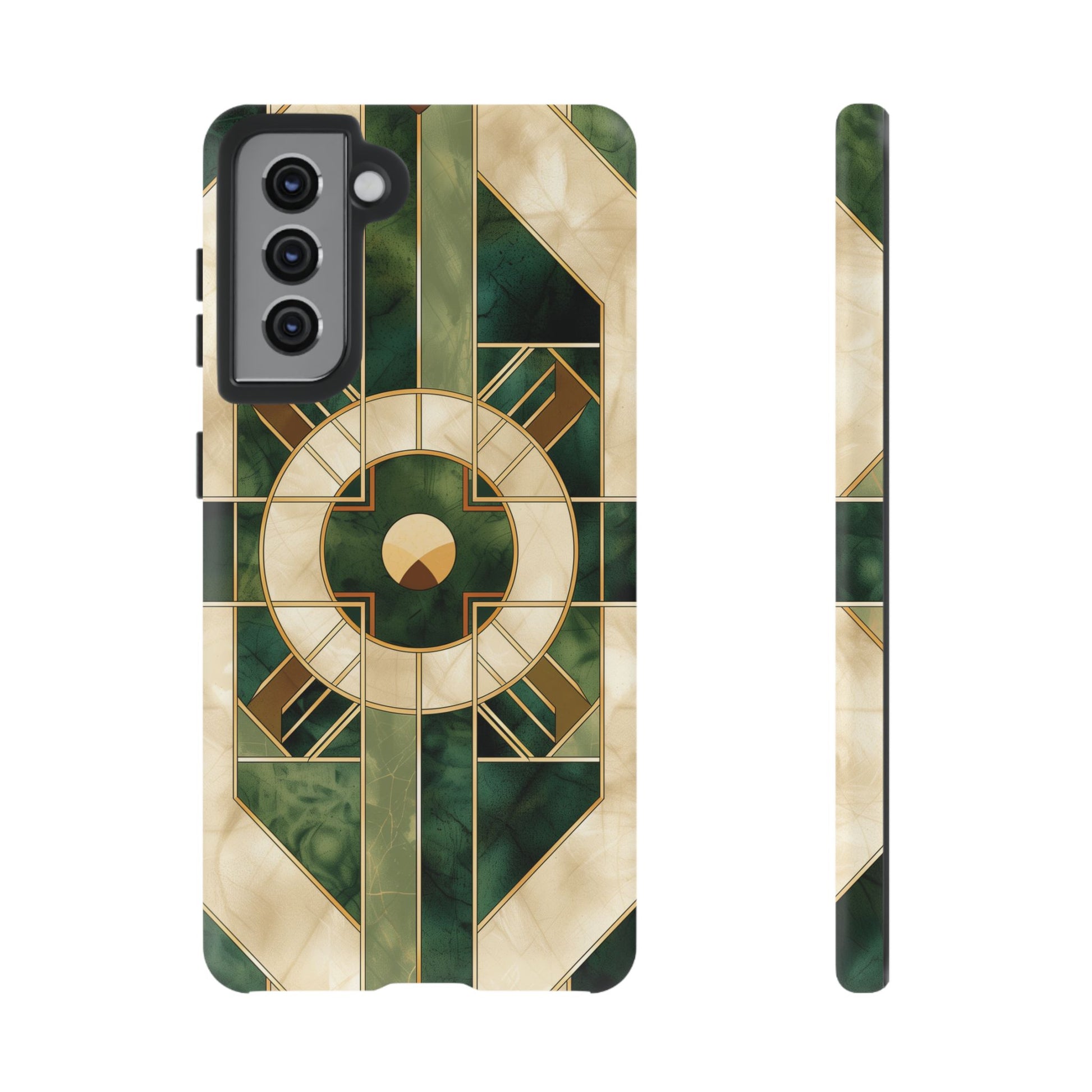 Green Frank Lloyd Wright Inspired Phone Case Geometric Elegance Stained Glass Art Deco Marble Gold 13 14 15 16 iPhone Pro Max Galaxy Pixel