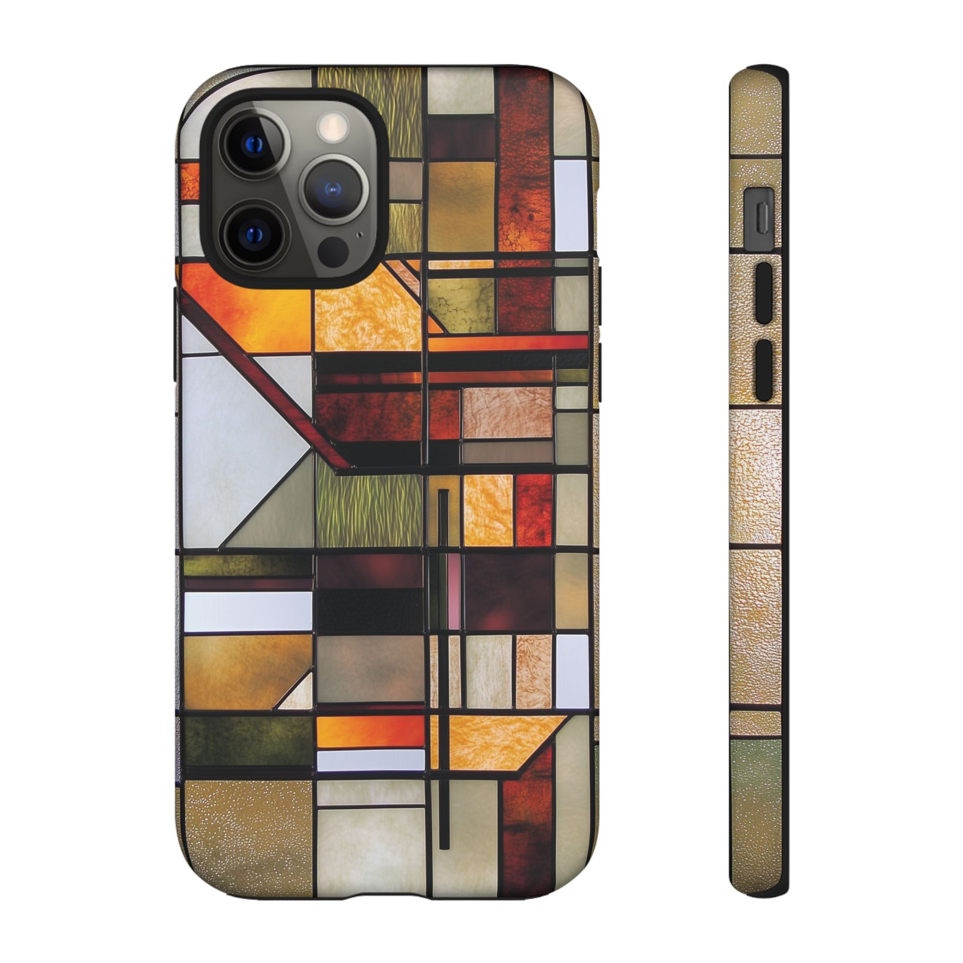 Stained Glass Phone Case Art Deco Frank Lloyd Wright Cottage Core Usonian Prairie Style Geometric Stylish  iPhone 14 15 16 Pro