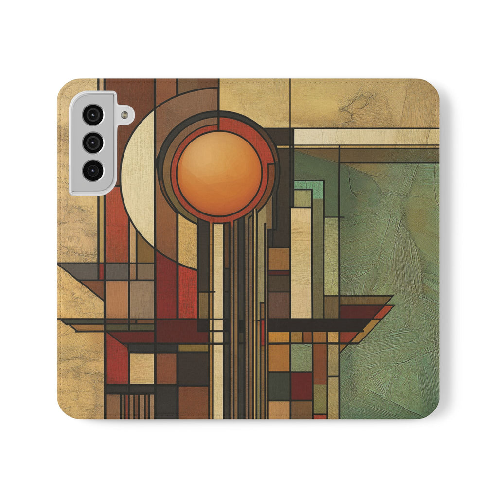 Art Deco Flip Case Frank Lloyd Prairie Style Stained Glass Wright, Phone Covers, Colorful Protective Accessories, Unique