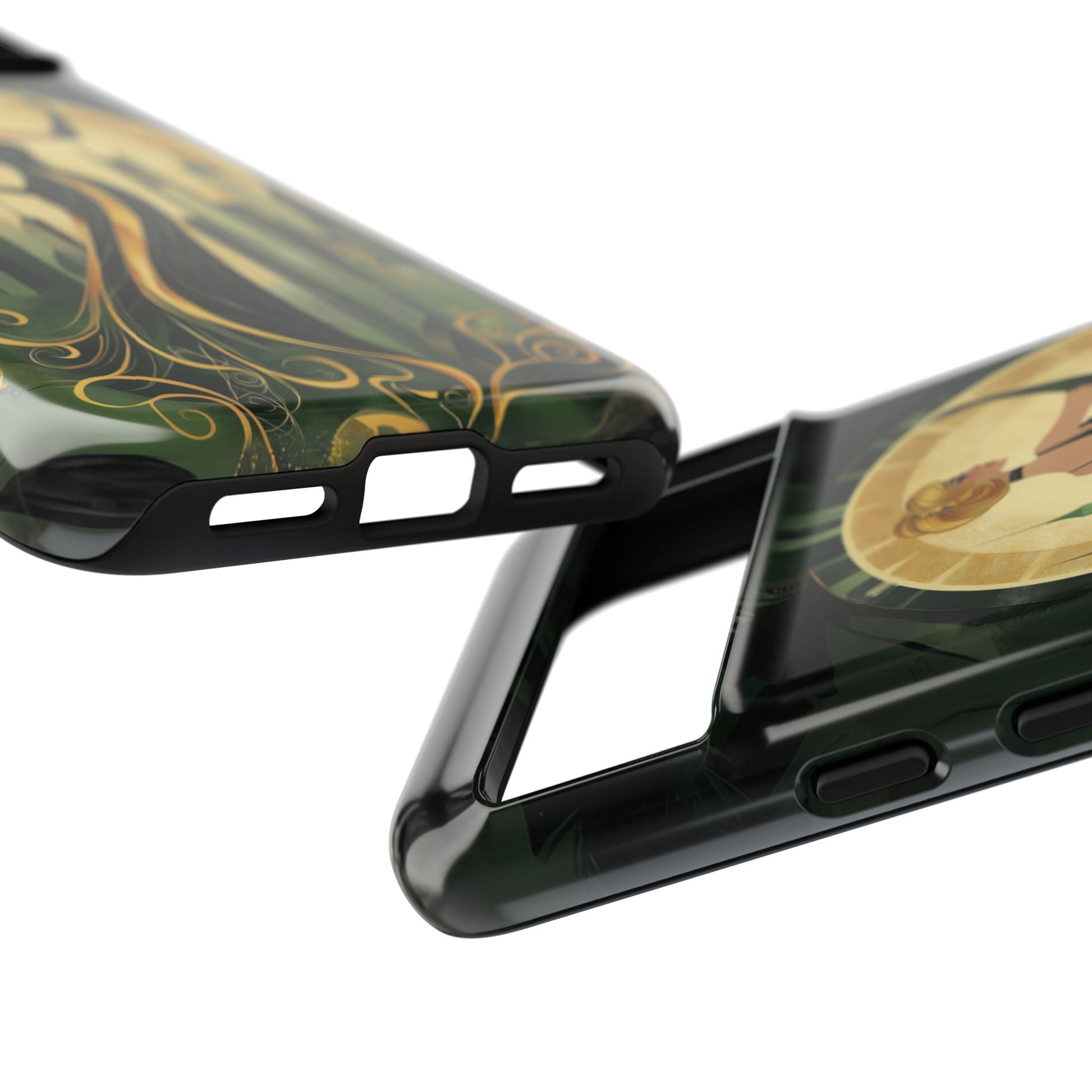 Emerald City Art Deco Flapper Woman Phone Case 1920s Art Nouveau Design in Emerald & Gold Alphonse Mucha Style Gatsby Style Poster