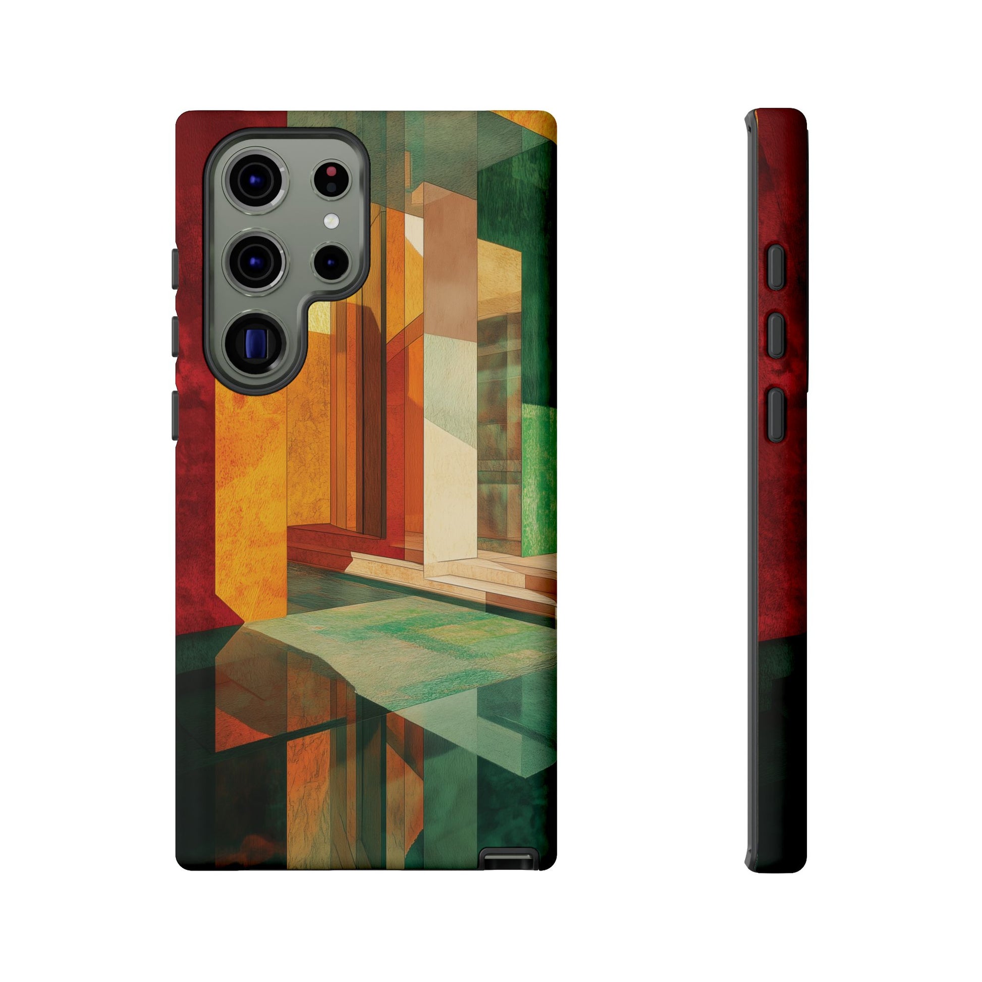Art Deco Frank Lloyd Wright Inspired Usonian Phone Case Geometric Stained Glass Art Deco Marble Gold 13 14 15 16 iPhone Pro Max Galaxy Pixel