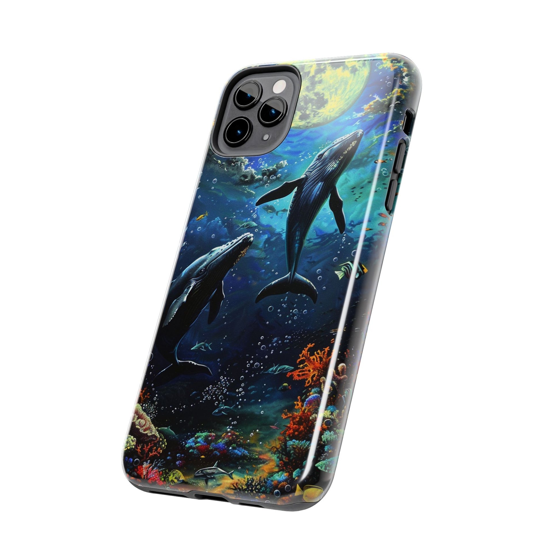 Moonlit Whales Underwater Phone Case - Durable and Stunning Protective Cover