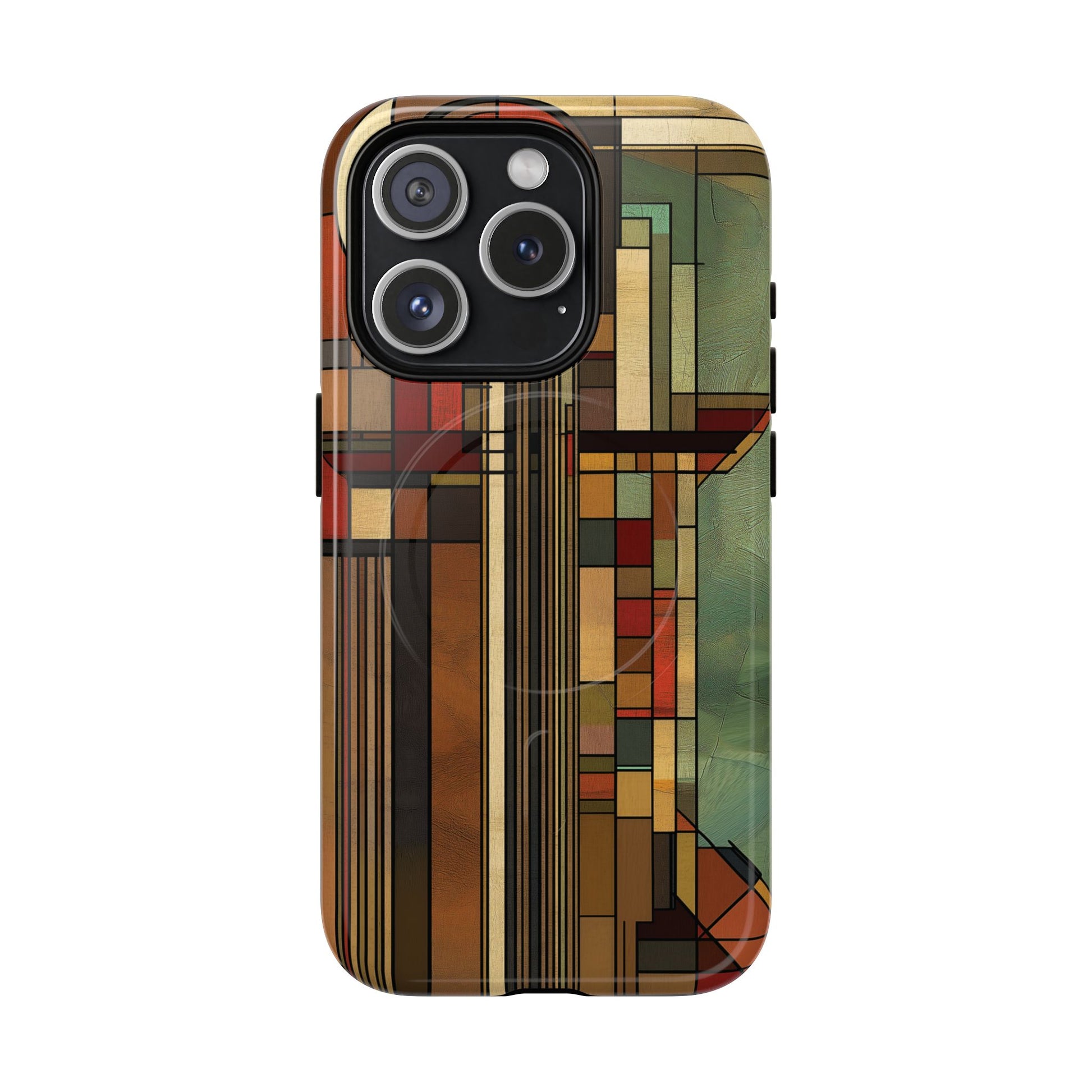 Magsafe Prairie Style Frank Lloyd Wright Usonian Phone Case Geometric Stained Glass Art Deco Marble 14 15 16 iPhone Pro Max