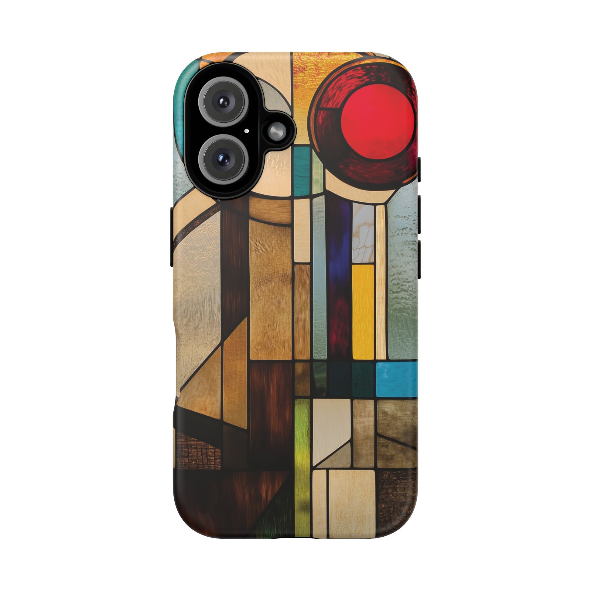 Stained Art Deco Glass Phone Case Frank Lloyd Wright Cottage Core Usonian Prairie Style Geometric Stylish  iPhone 14 15 16 Pro