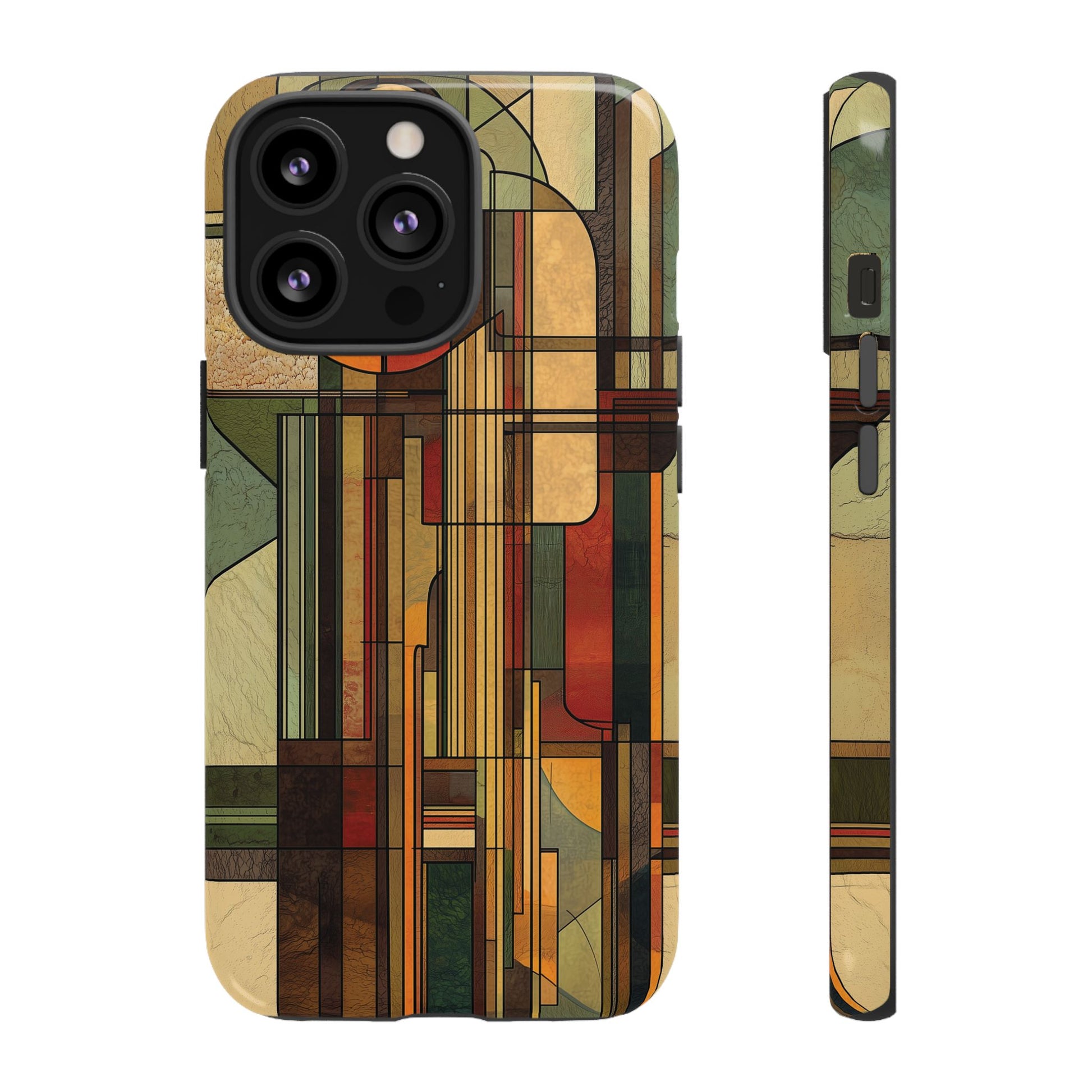 Prairie Style Frank Lloyd Wright Inspired Usonian Phone Case Geometric Stained Glass Art Deco 13 14 15 16 iPhone Pro Max Galaxy Pixel