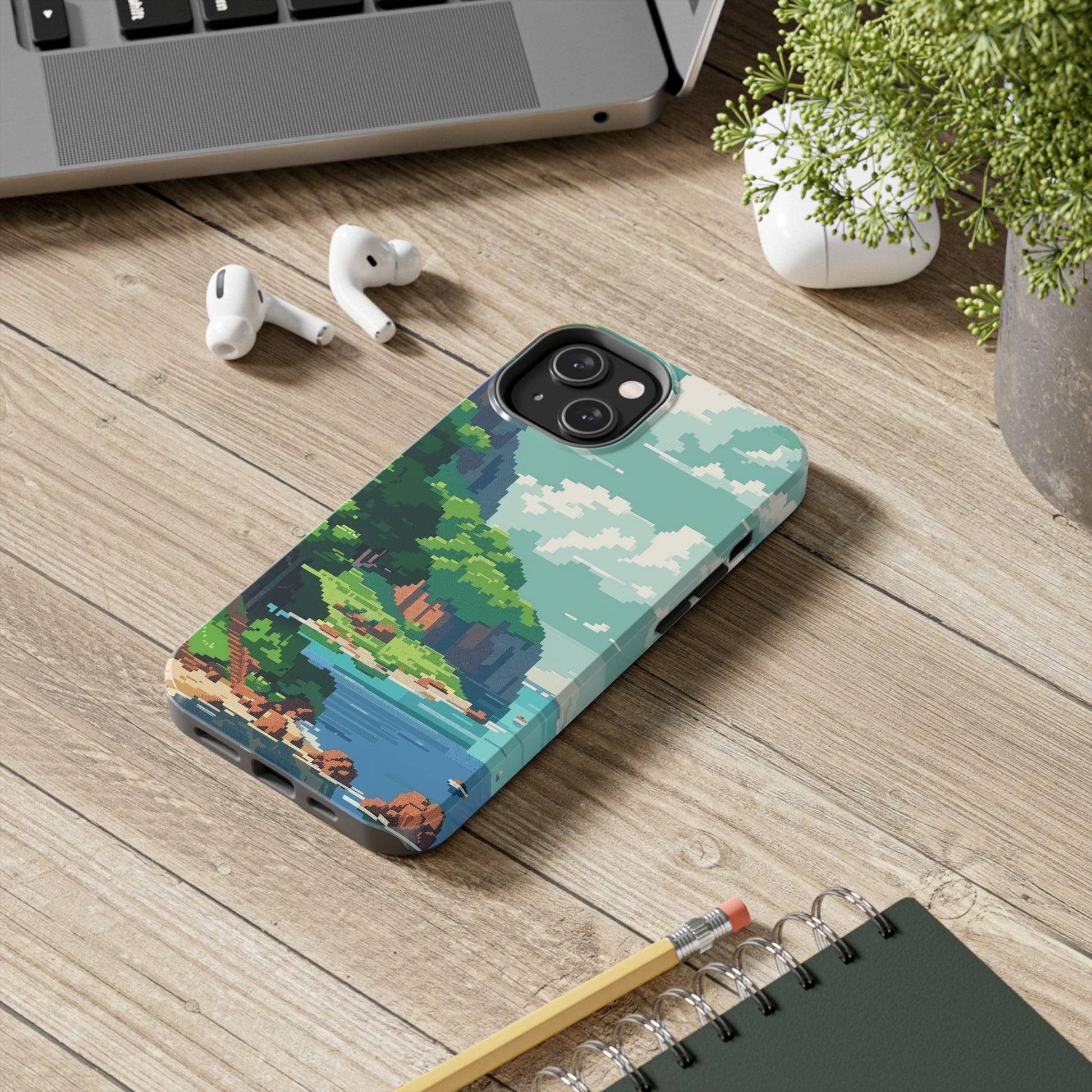 Pixel Art Video Game Landscapes Phone Case, Retro Gaming Pixelated Design, Geeky Gamer Phone Cover, Unique Video Game Art Accessories