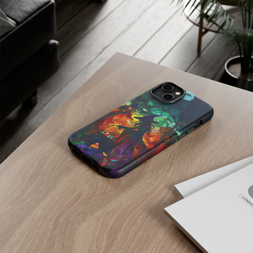 Halloween Witch Stained Glass Dark Academia Spooky Fall Witchy Pumpkin Bats Seasonal Fall Mosaic Case iPhone 13 14 15 16 Pro Max