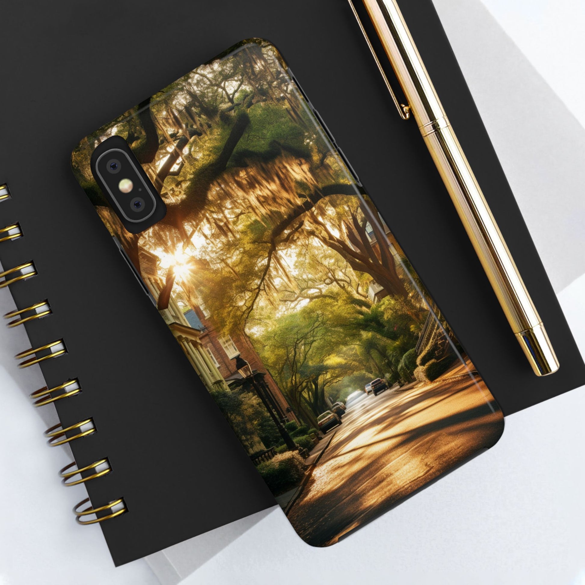 Historic Savannah Georgia Street Scene Phone Case - Unique Protective Cover for iPhone Models, Perfect Souvenir or Gift