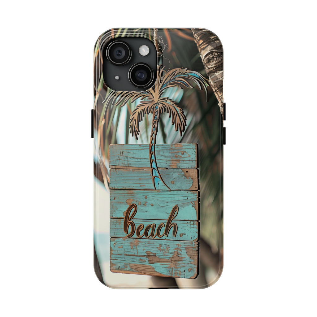 Durable Phone Case with Palm Tree Charm