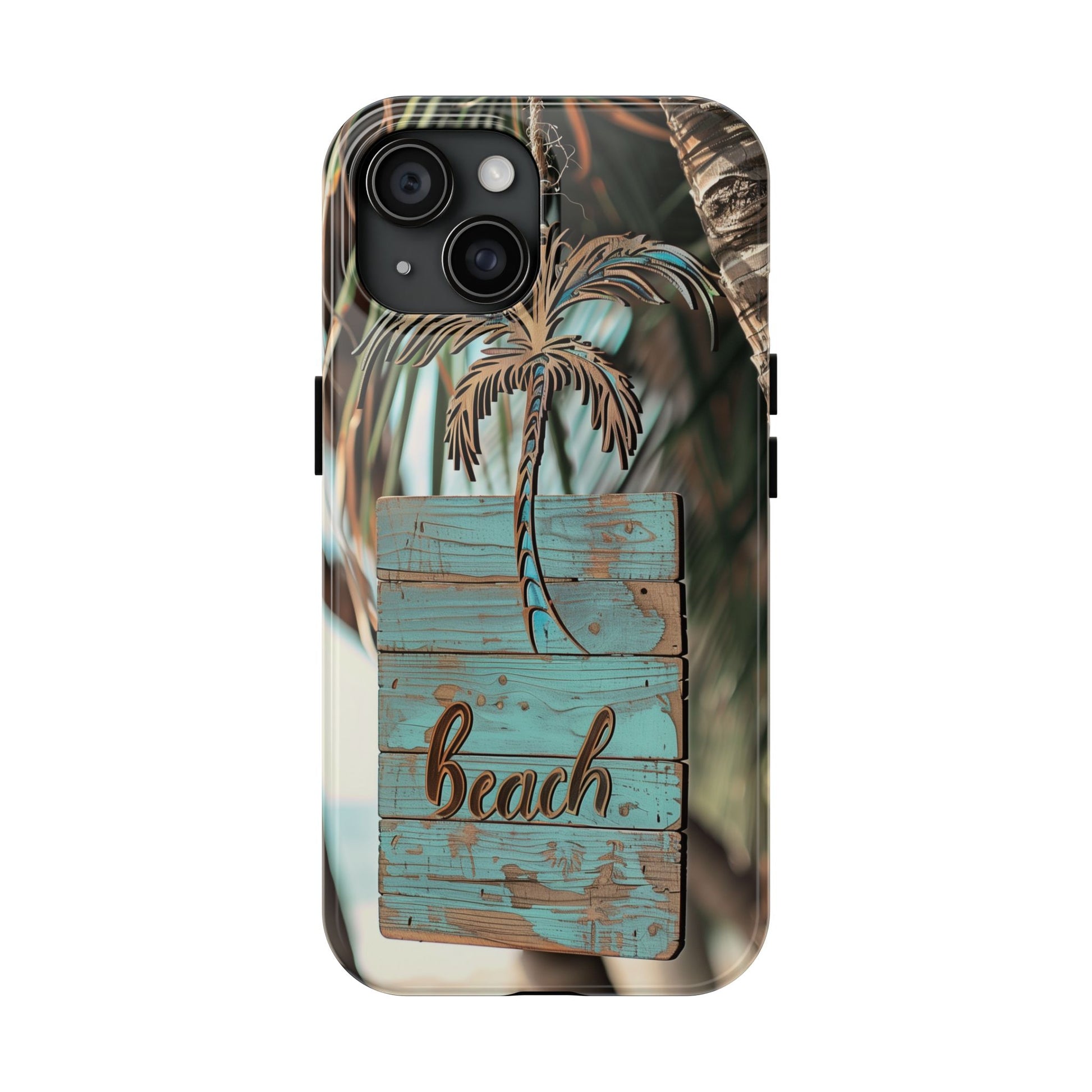 Durable Phone Case with Palm Tree Charm