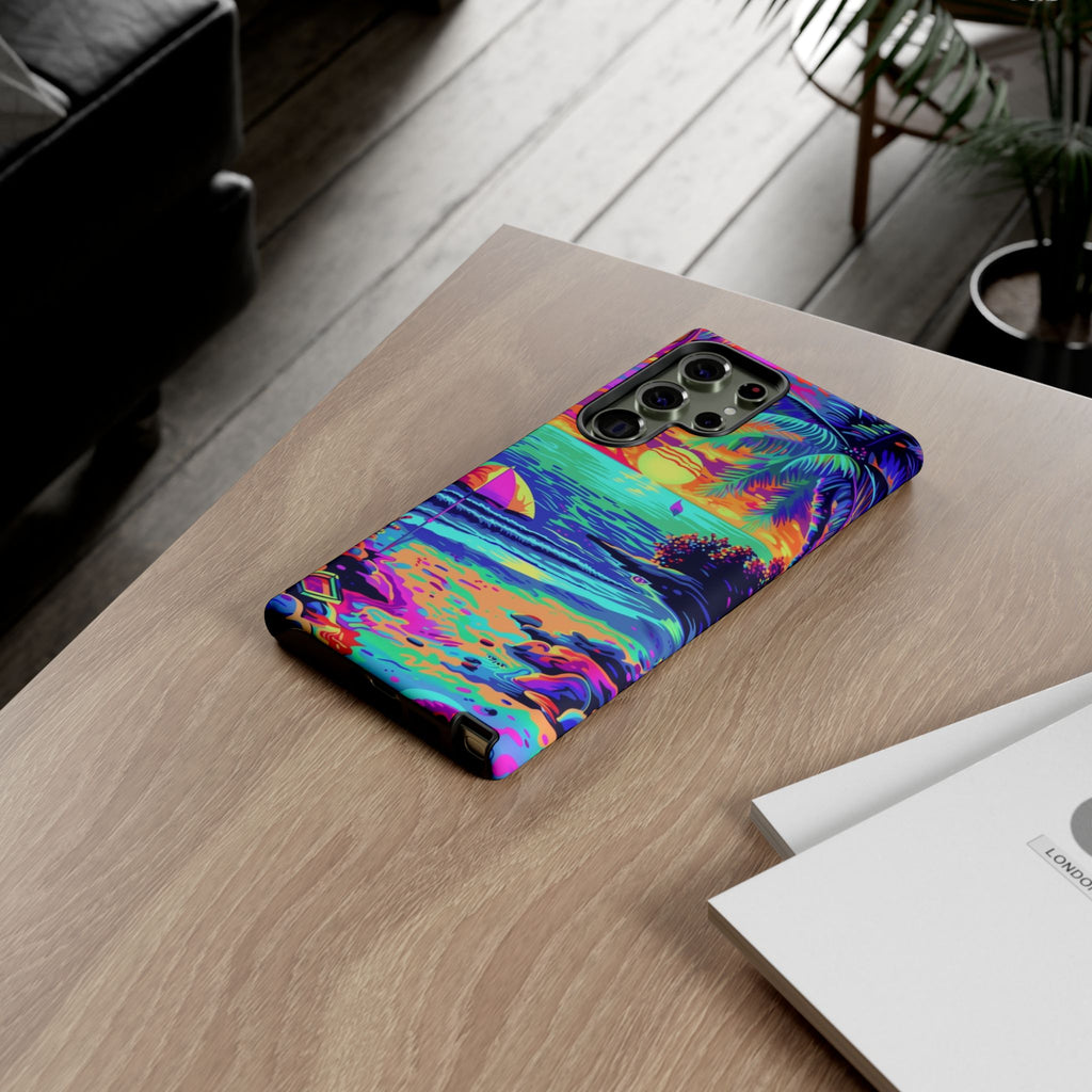 Beach Bliss: Durable Android Phone Case with Lisa Frank Style