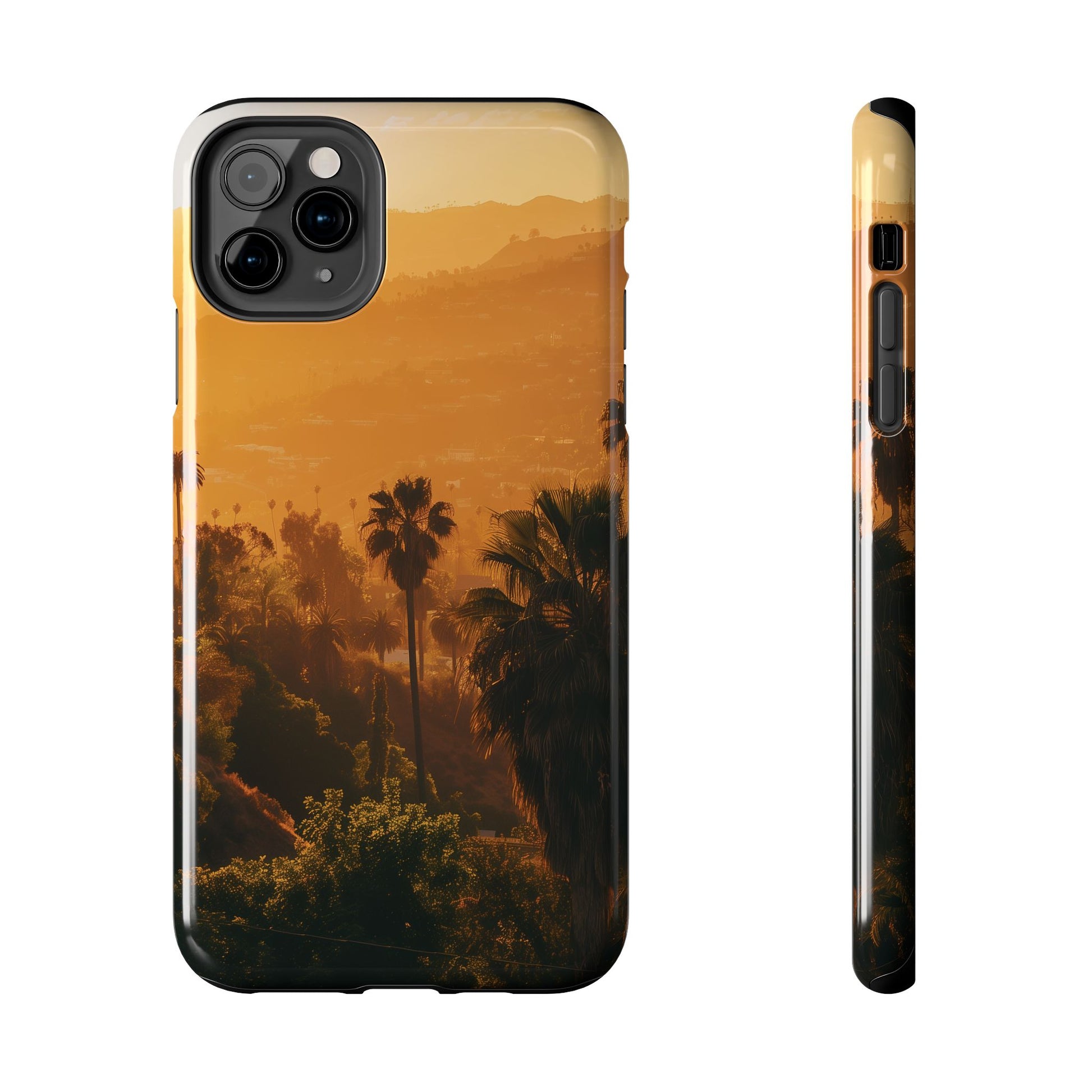 Los Angeles Sunset iPhone Case, Golden Hour Scenic View, Hollywood Hills Sunset Phone Case, Palm Trees Phone Case, iphone 15 pro max case