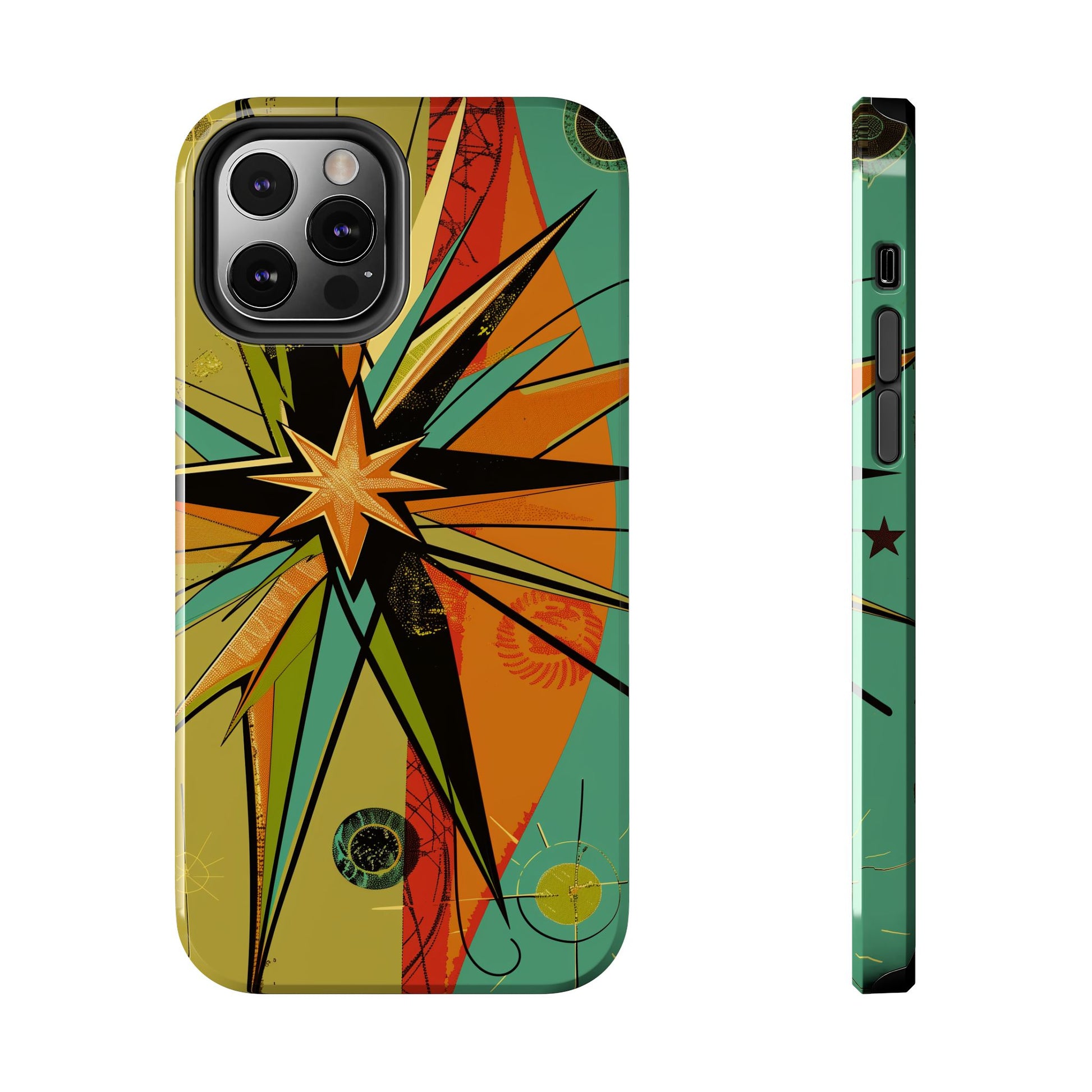 Mid Century Modern Star Design Phone Case, Earth Tone Colors, Retro Style Smartphone Cover, Vintage Phone Case, iPhone 14 Case, Apple iPhone
