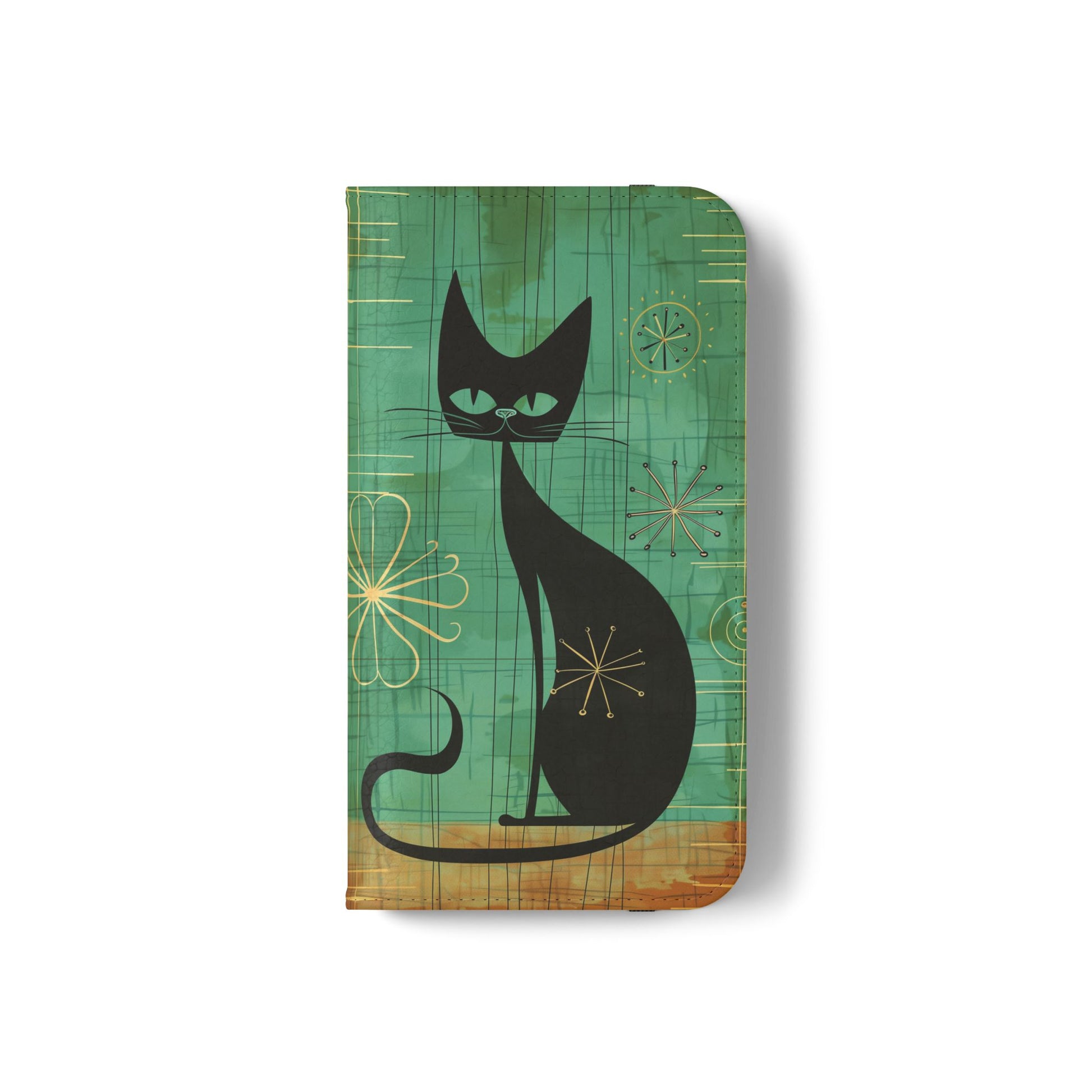 Mid-Century Modern Flip Case, Mid Mod Phone Case, Atomic Cats Case, Retro Chic Smartphone Cover, Android, Apple, Samsung Atomic Cats