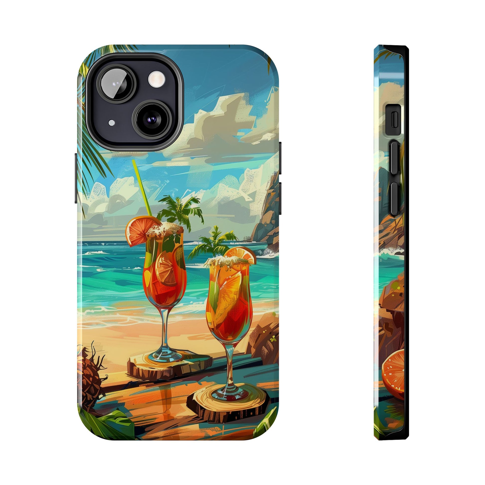 Retro Beach Scene Phone Case, Vintage Tropical Ocean iPhone Case, Summer Beach Phone Cover for iPhone, iphone 15 pro max