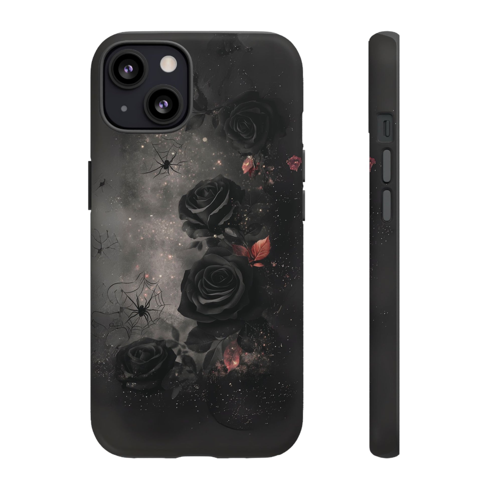 Gothic Floral Phone Case Dark Academia Black Roses Spider Webs Space Witchcraft Night Sky iPhone 13 14 15 16 Pro Max Galaxy Pixel