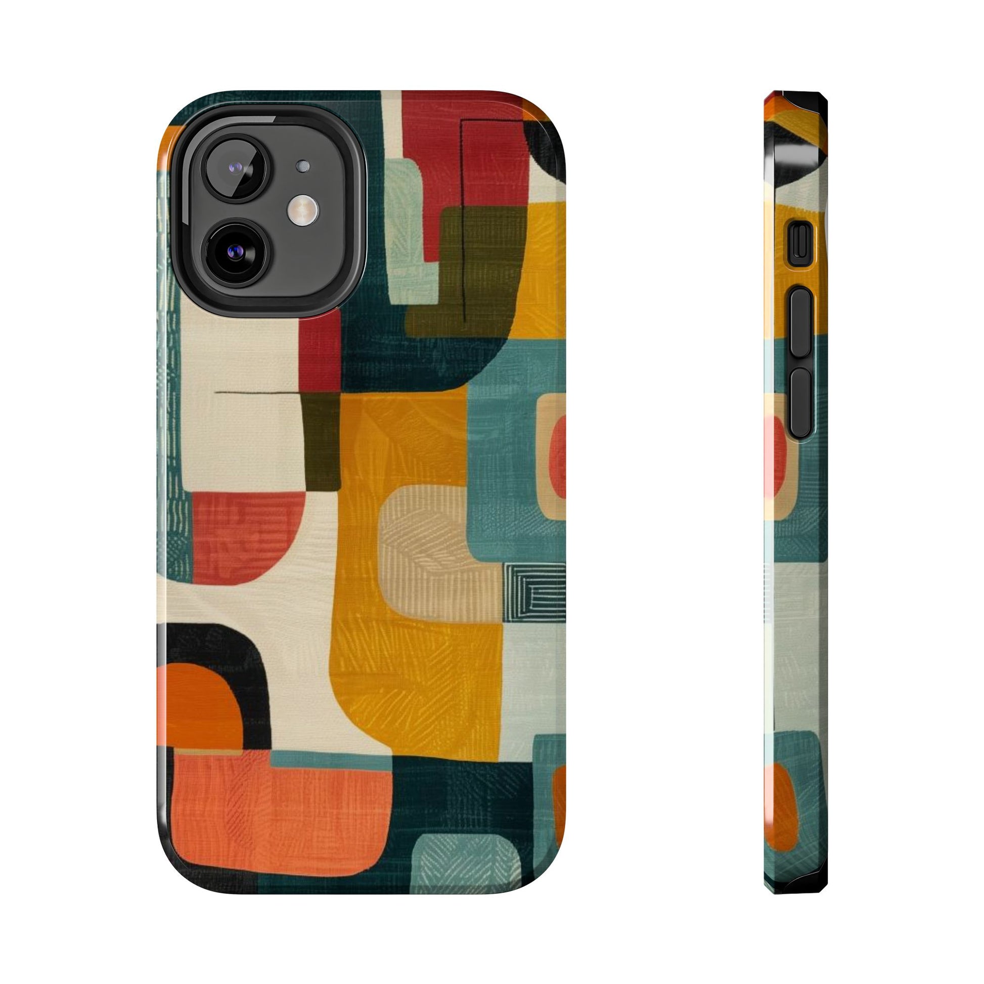 Mid mod Fun - Colorful Mid Mod Design Durable Phone Case - Vibrant and Stylish iPhone Tough Cover - Fun Retro Protection Accessory