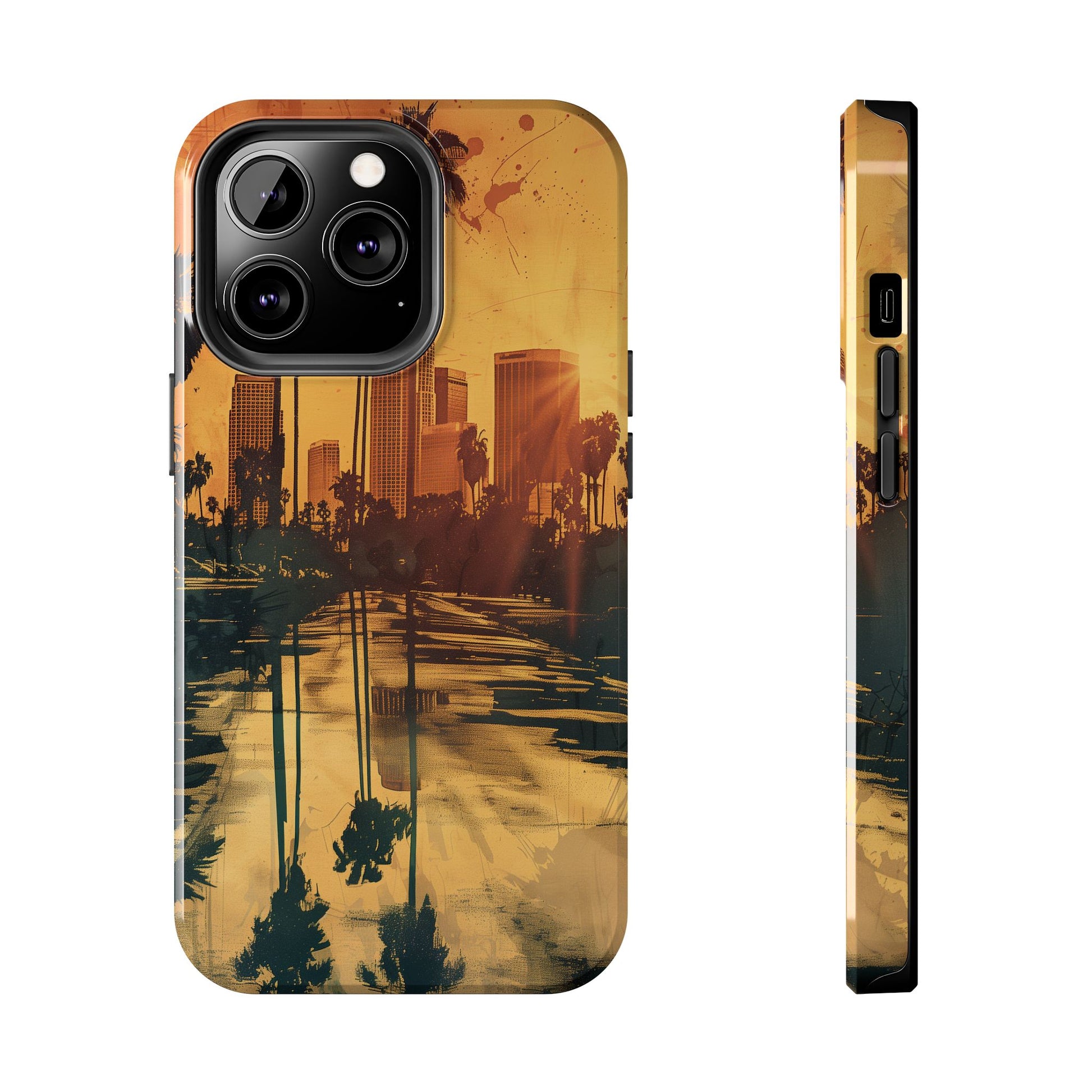 Los Angeles Sunset iPhone Case, Golden Hour Scenic View, Hollywood Hills Sunset Phone Case, Palm Trees Phone Case, iphone 15 pro max case