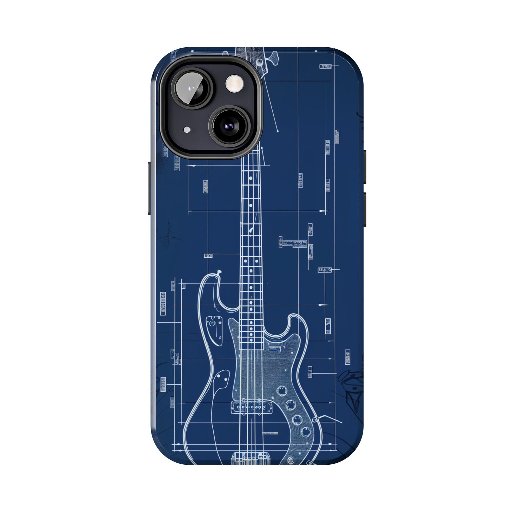 Guitar Phone Case Blueprint Schematic Vintage Custom Design Fender Gibson Rickenbacker Custom Rock Music Phone Accessories Musician Gift