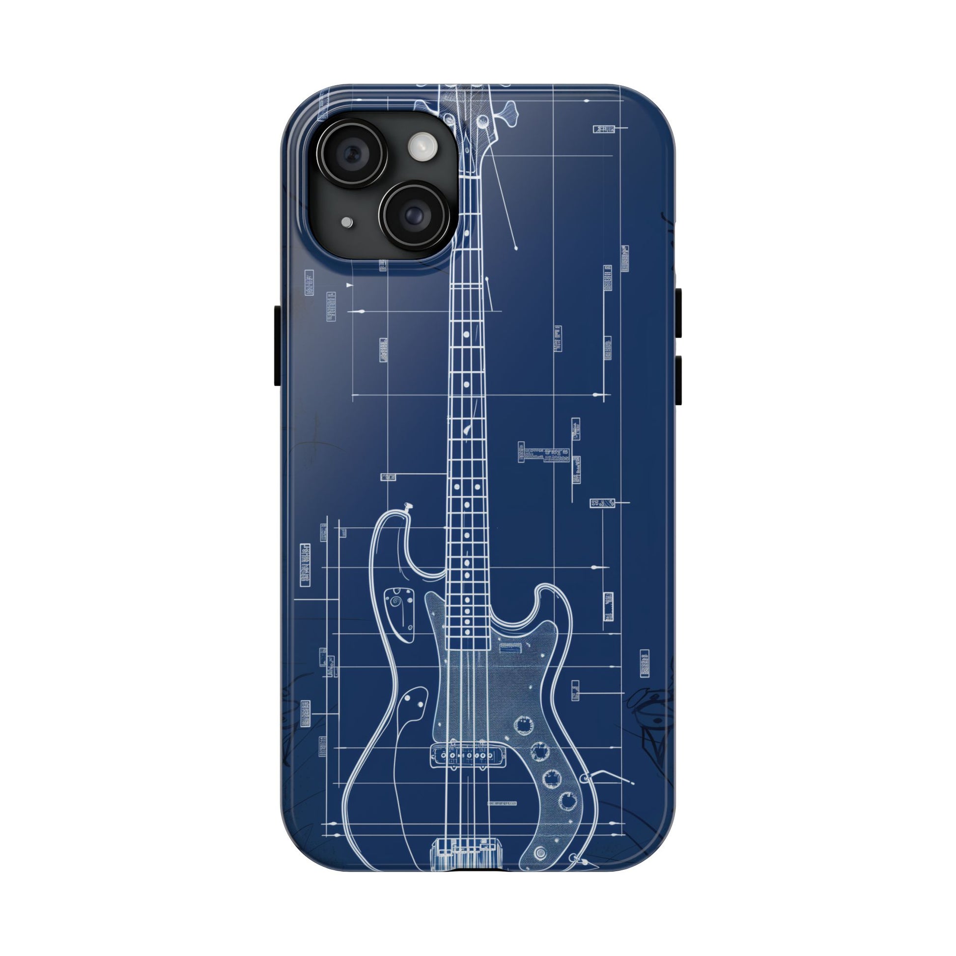 Guitar Phone Case Blueprint Schematic Vintage Custom Design Fender Gibson Rickenbacker Custom Rock Music Phone Accessories Musician Gift